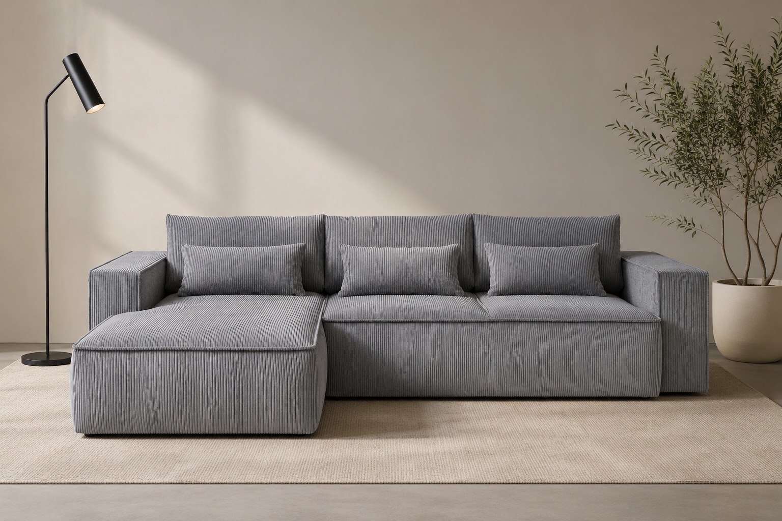 OTTO home Ecksofa "Tillian, Schlafsofa" Breite 294 cm, Breitkord, Sitzfläche mit Taschenfederkern