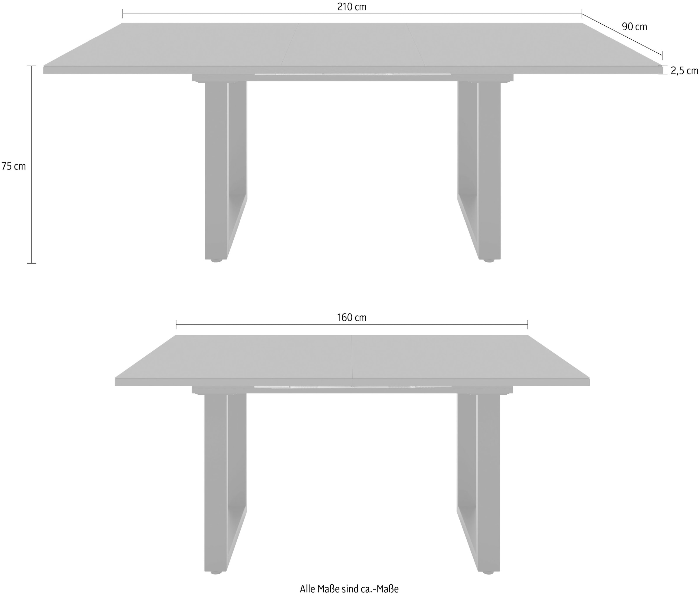Mäusbacher Esstisch Esstisch ausziehbar auf 210 cm, eckige Tischform, Gestell U-Form