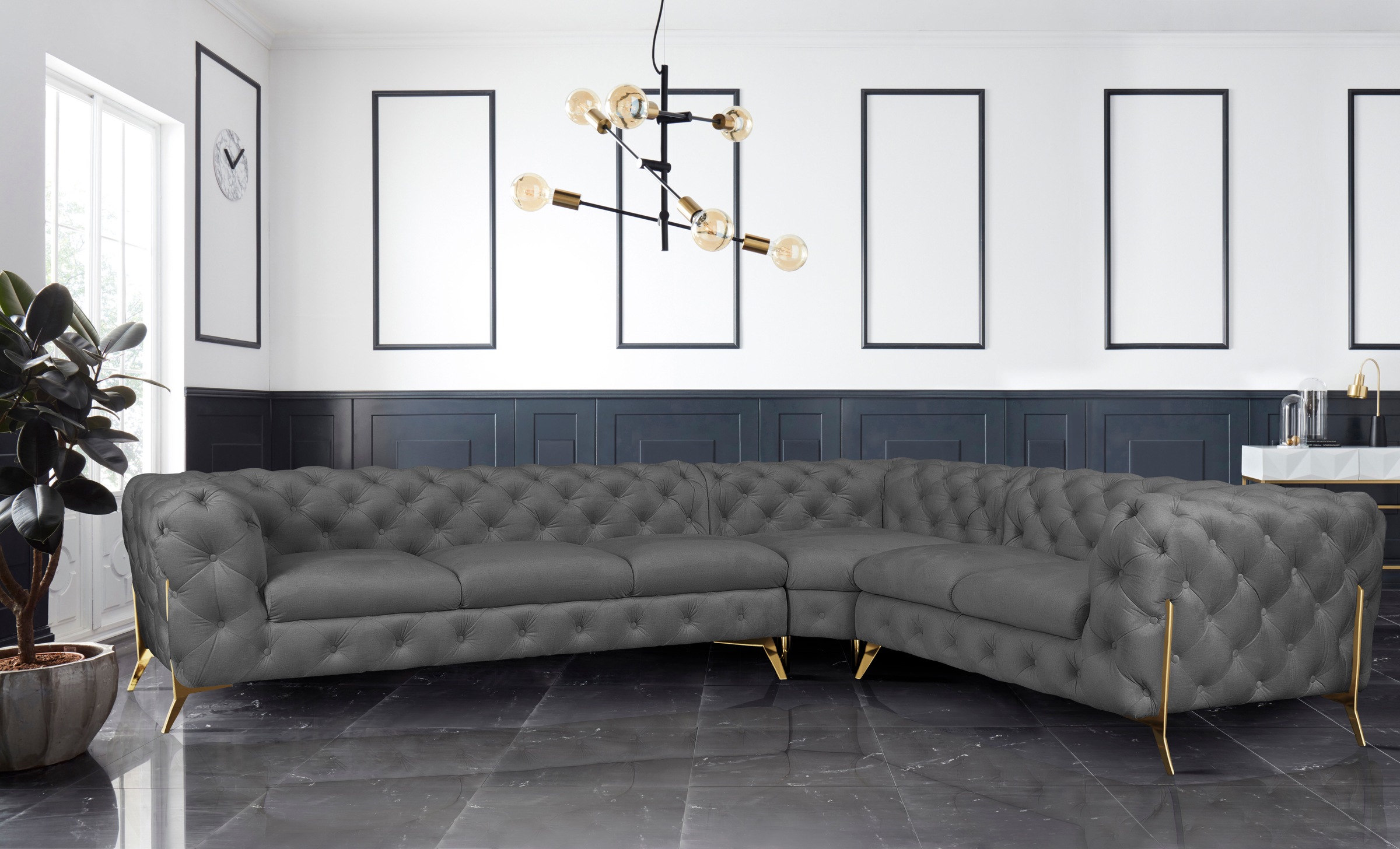 Home affaire Chesterfield-Sofa "Amaury L-Form" großes Ecksofa, Chesterfield günstig online kaufen