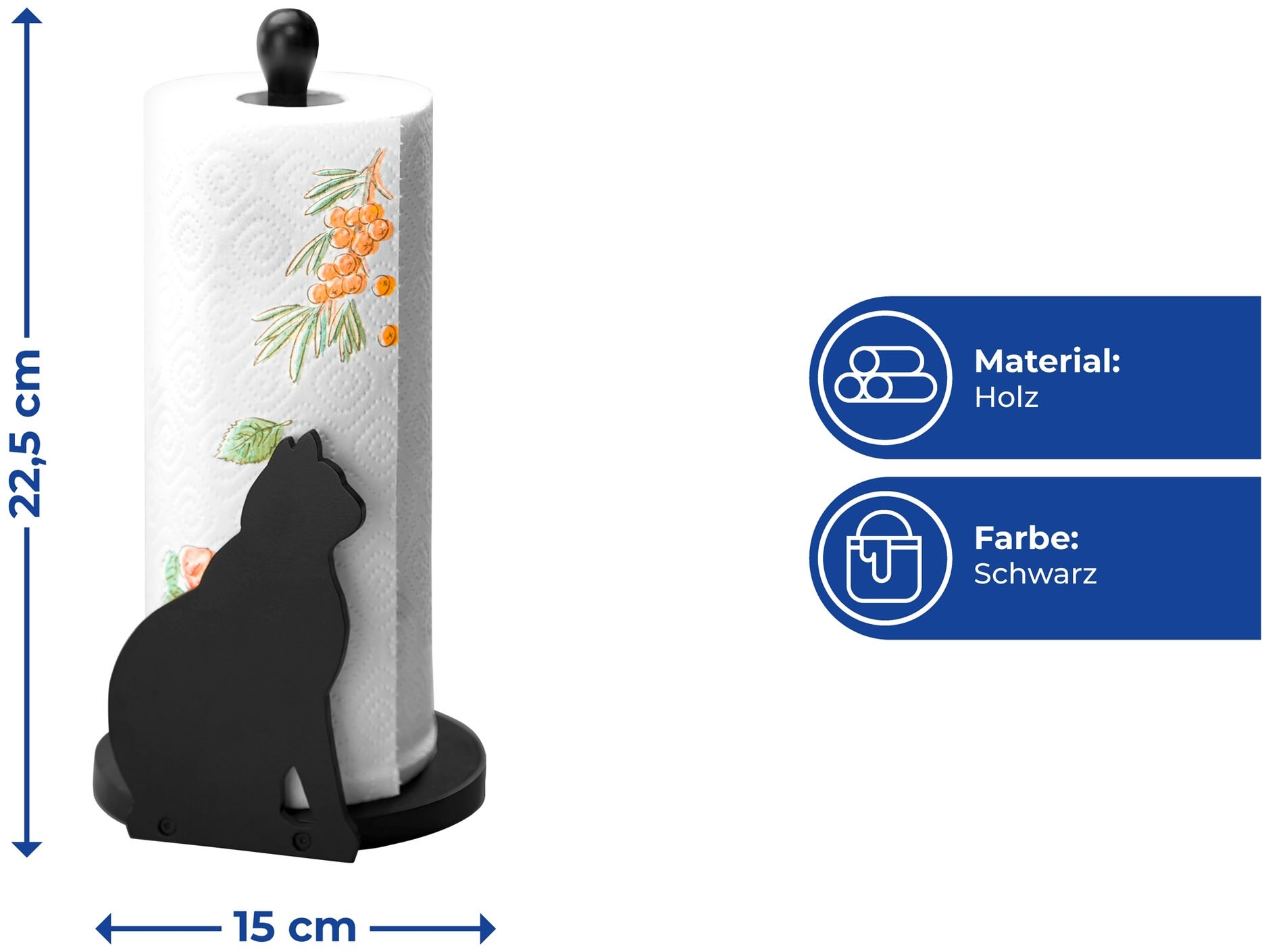 Maximex Küchenrollenhalter »Modell Katze«, Papierrollenhalter, stehend, für alle handelsüblichen Küchenrollen