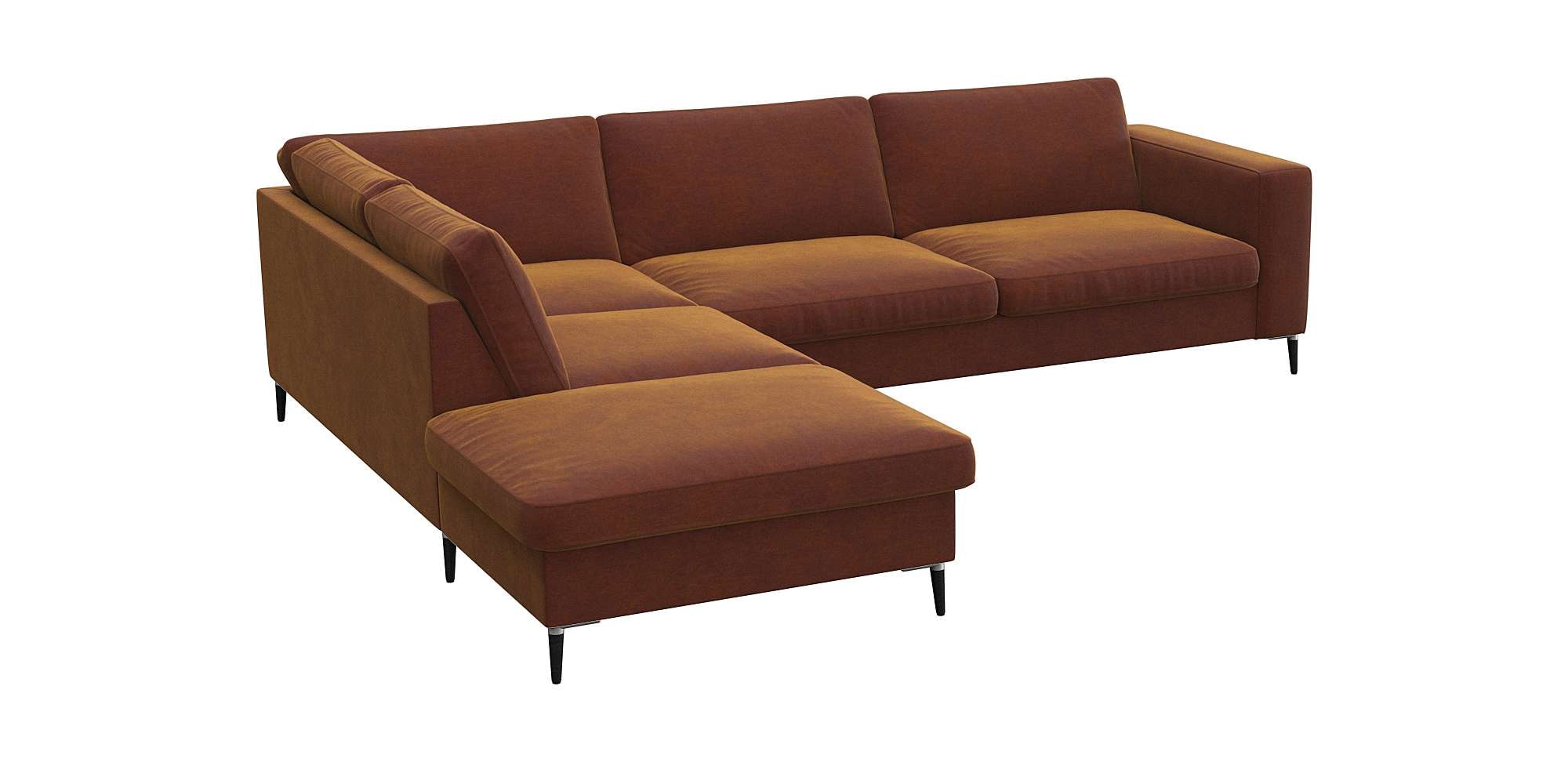 FLEXLUX Ecksofa »Fiore, L-Form, bequem und komfortabel durch hochwertigem Sitzaufbau«, breite Armlehnen, Kaltschaum, Füße Alu+schwarz