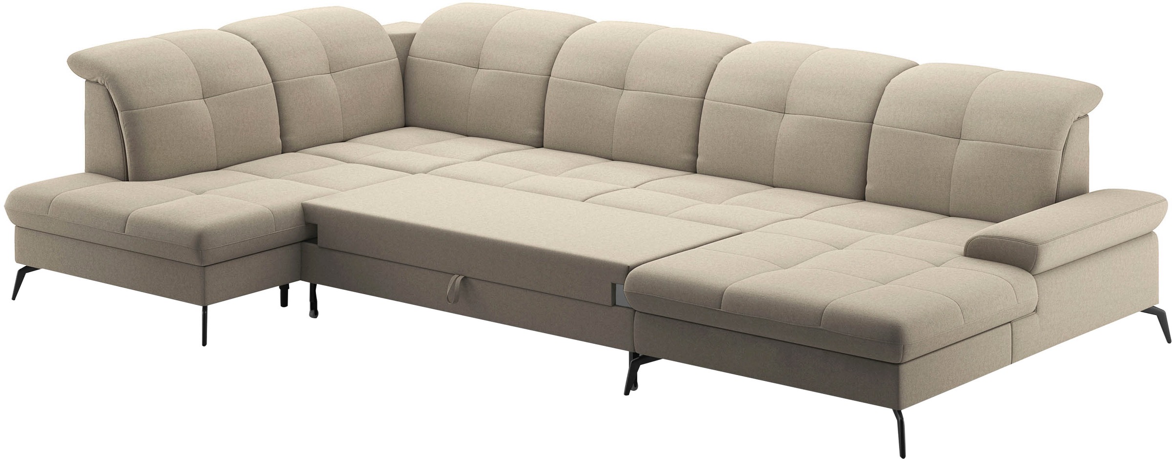 sit&more Wohnlandschaft »Amica, U-Form, inkl. Sitztiefenverstellung und Armteilverstellung«, wahlweise mit Kopfteilverstellung, Bettfunktion und Bettkasten