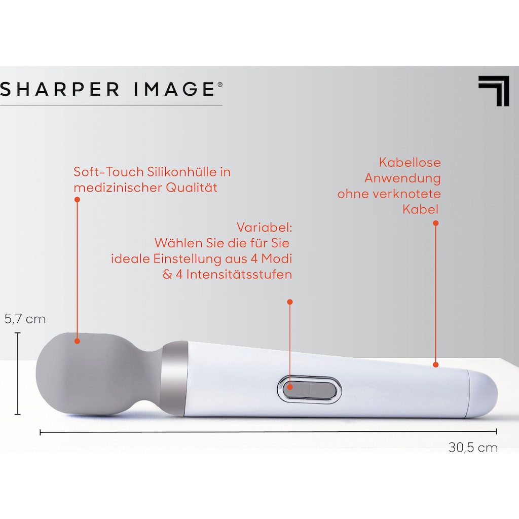 Sharper Image Massagegerät »Kabelloser Tragbarer Ganzkörper Massagestab«, mit mehreren Vibrationsstufen