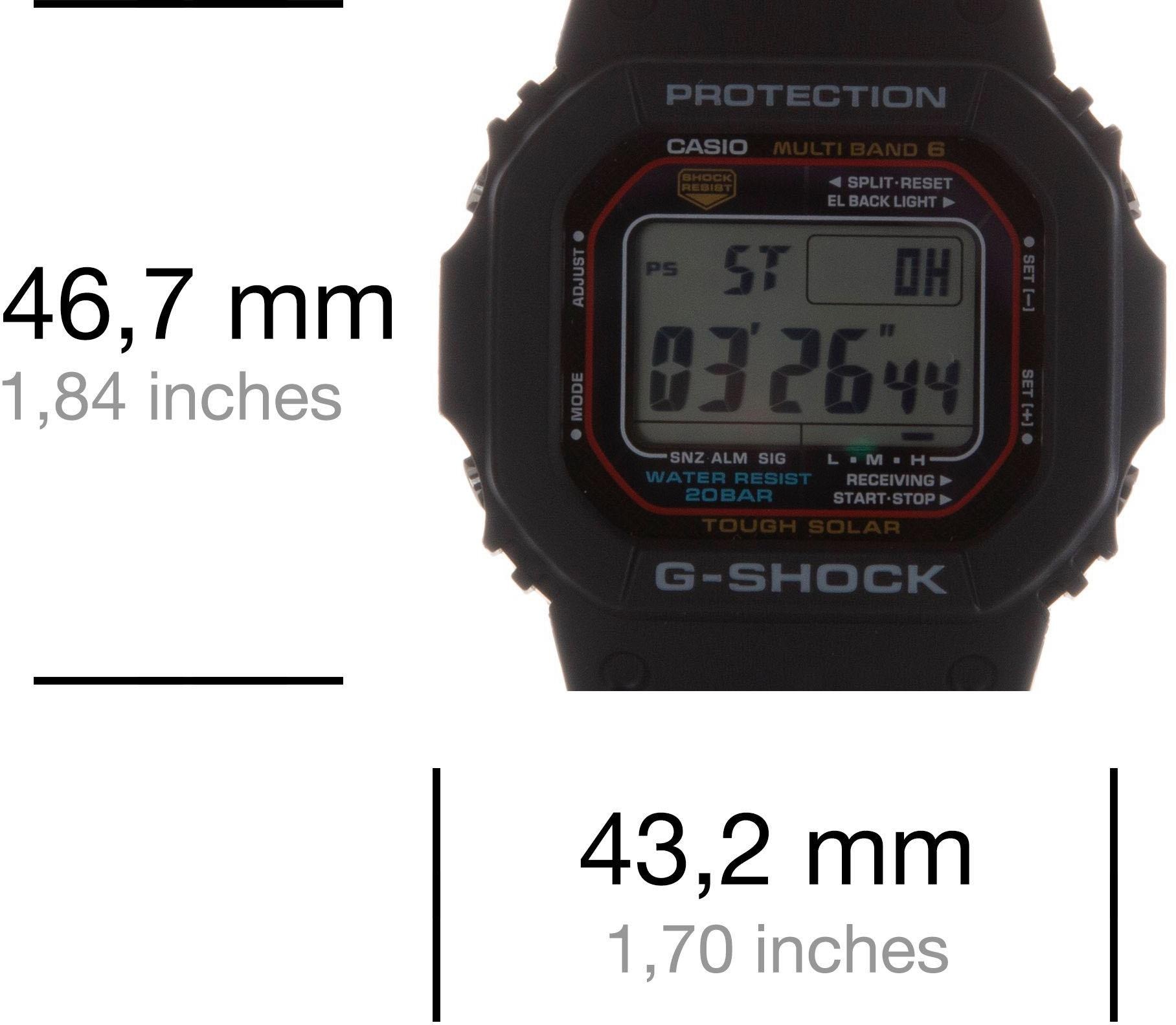 CASIO G-SHOCK Funkchronograph, Solaruhr, Armbanduhr, Herrenuhr,digital,bis 20bar wasserd.Resinarmband