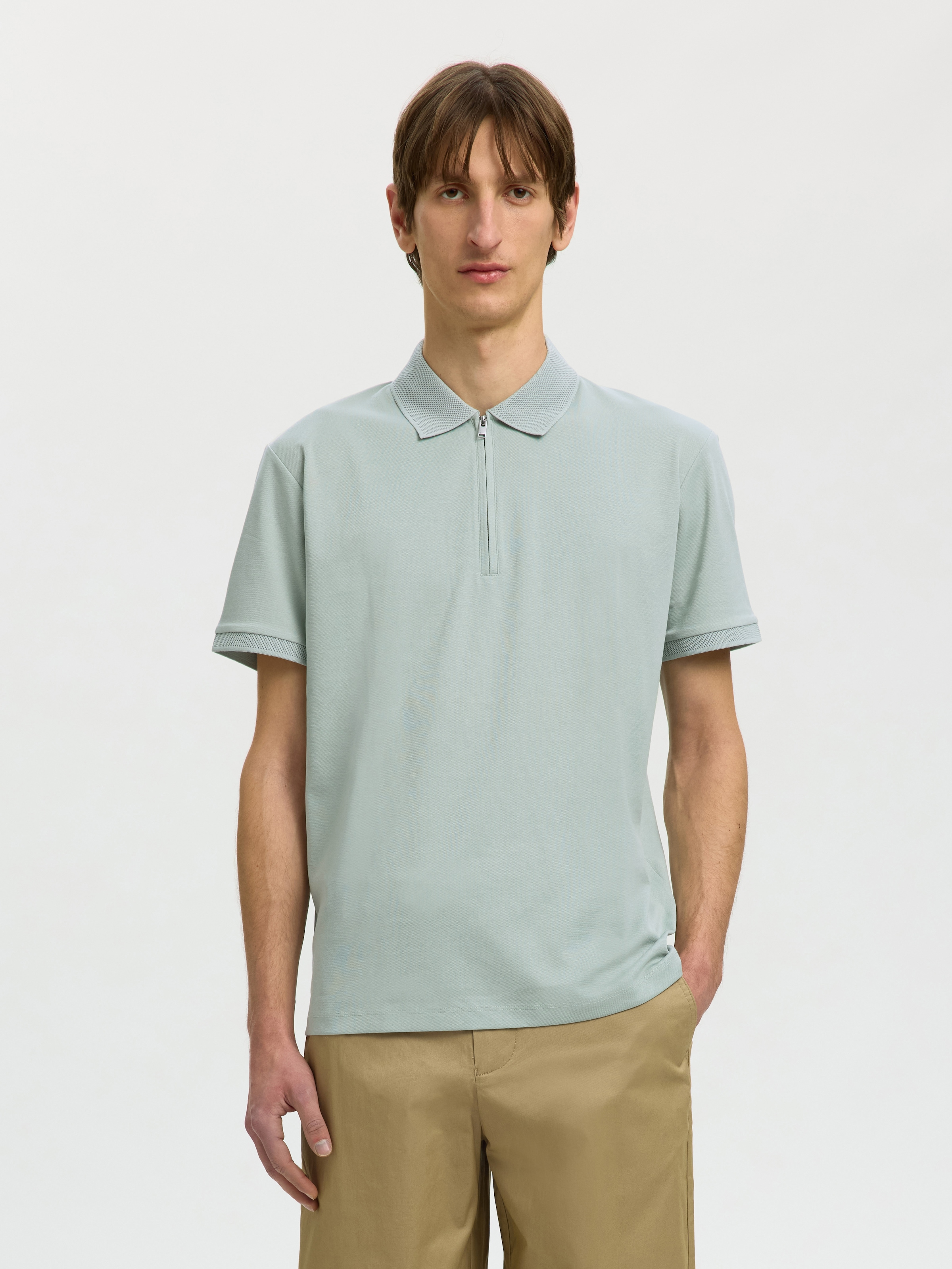 SELECTED Poloshirt "SLHFAVE ZIP SS POLO NOOS" Baumwollmischung, regular fit günstig online kaufen
