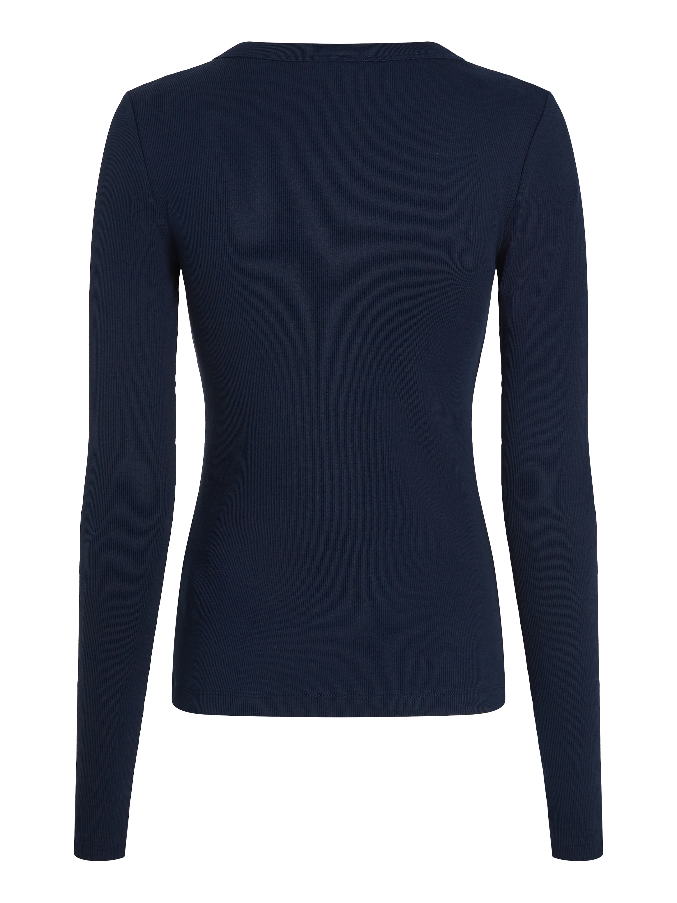 Tommy Hilfiger Langarmshirt »SLIM HENLEY GB SCOOP-NK LS«, mit Rippenstruktur, mit Metalllabel