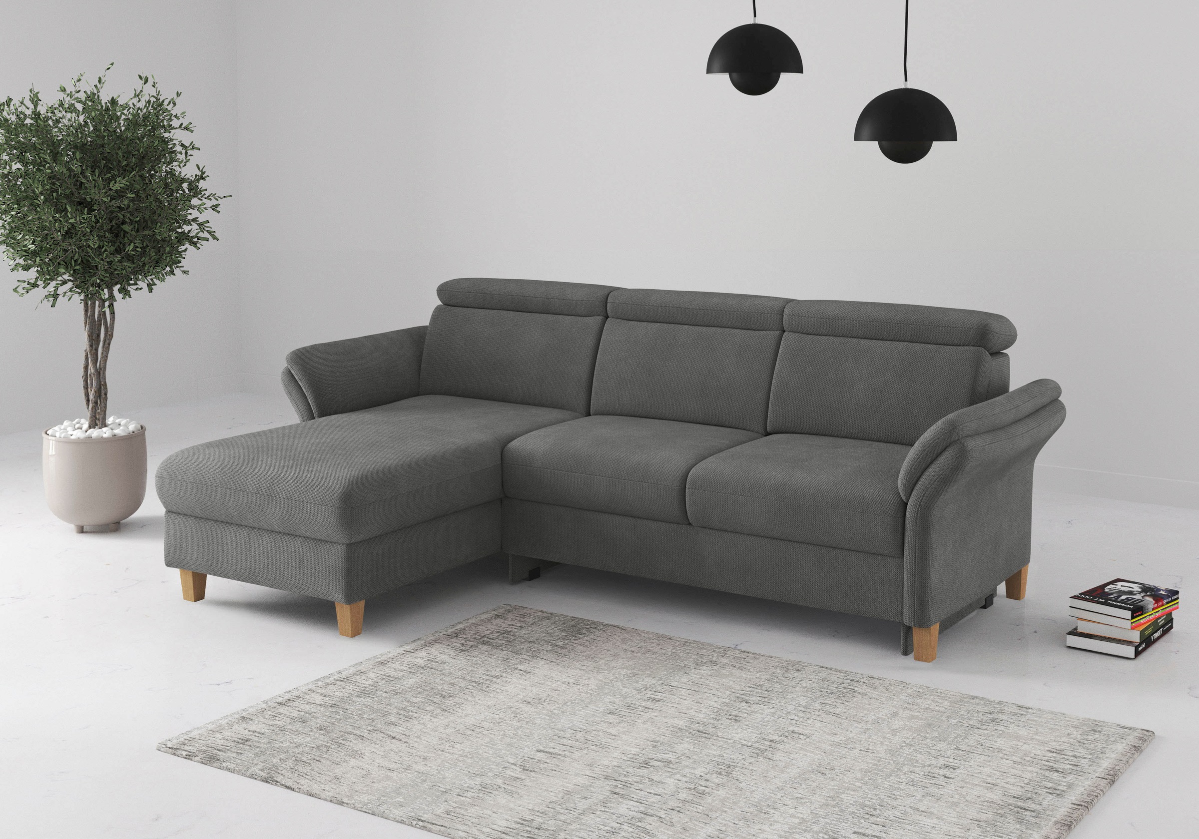 Ecksofa HOME AFFAIRE "Glendale, L-Form", grau, B:253cm H:84cm T:166cm, 90% Polyester, 10% Polyamid, Sofas, Ecksofa, inkl. Kopfteilverstellung, wahlweise mit Vorziehsitz und Bettkasten 10