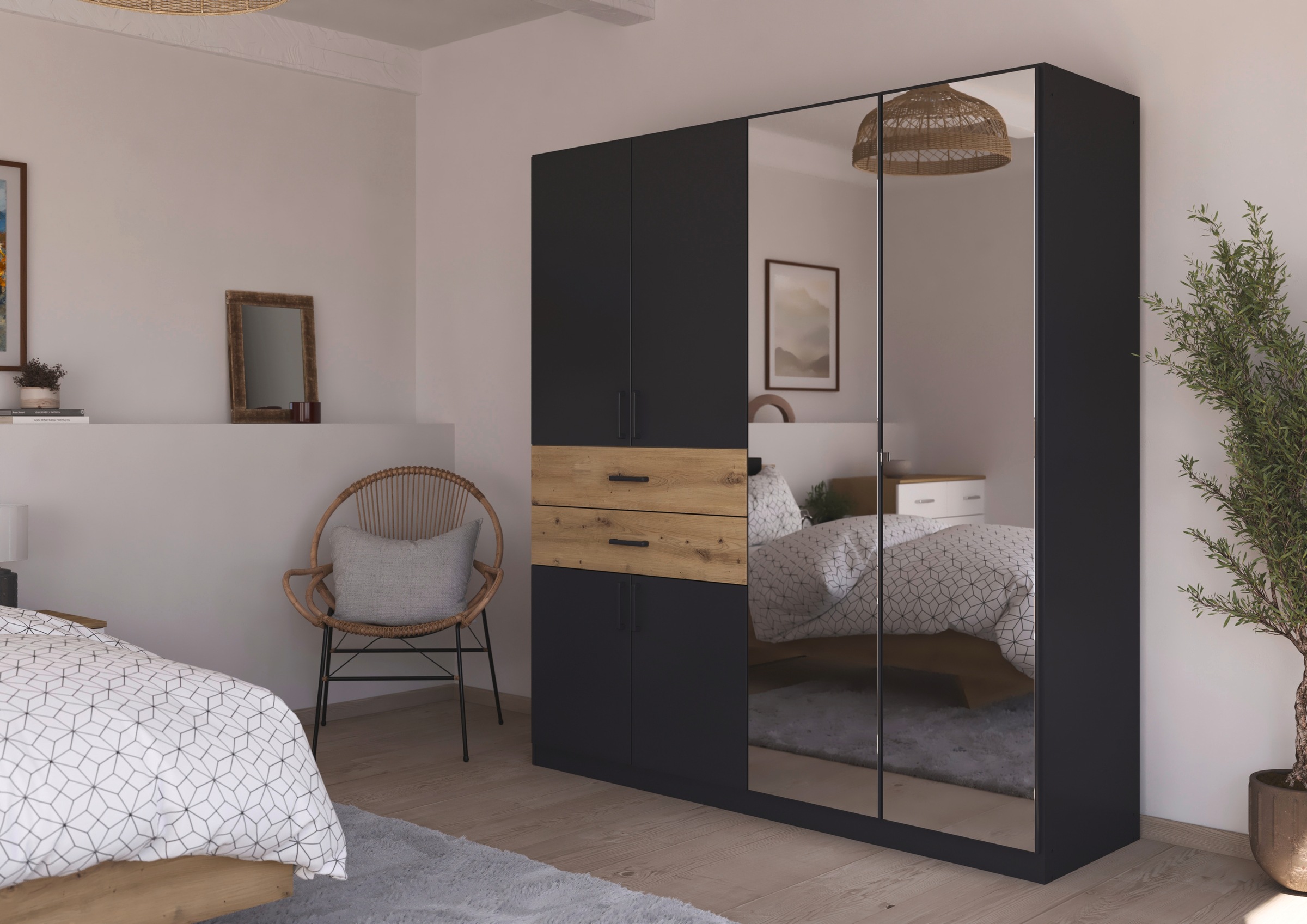 rauch Drehtürenschrank "Maika" mit Spiegel, 2 Schubladen, in verschiedenen günstig online kaufen