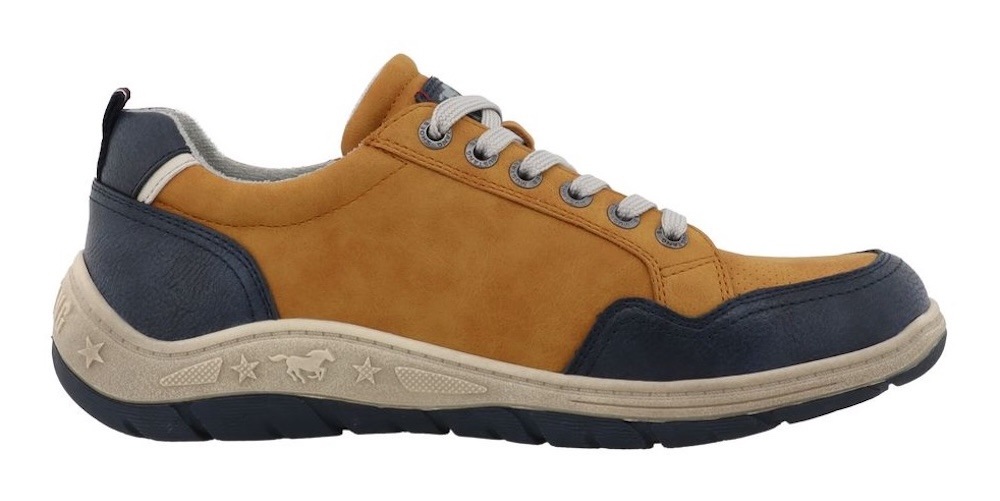 Sneaker MUSTANG SHOES "Benedetto", Herren, Gr. 49, ockerfarben, Lederimitat, Schuhe Sneaker, Halbschuh, Schnürschuh, Freizeitschuh mit markantem Kontrastbesatz 3