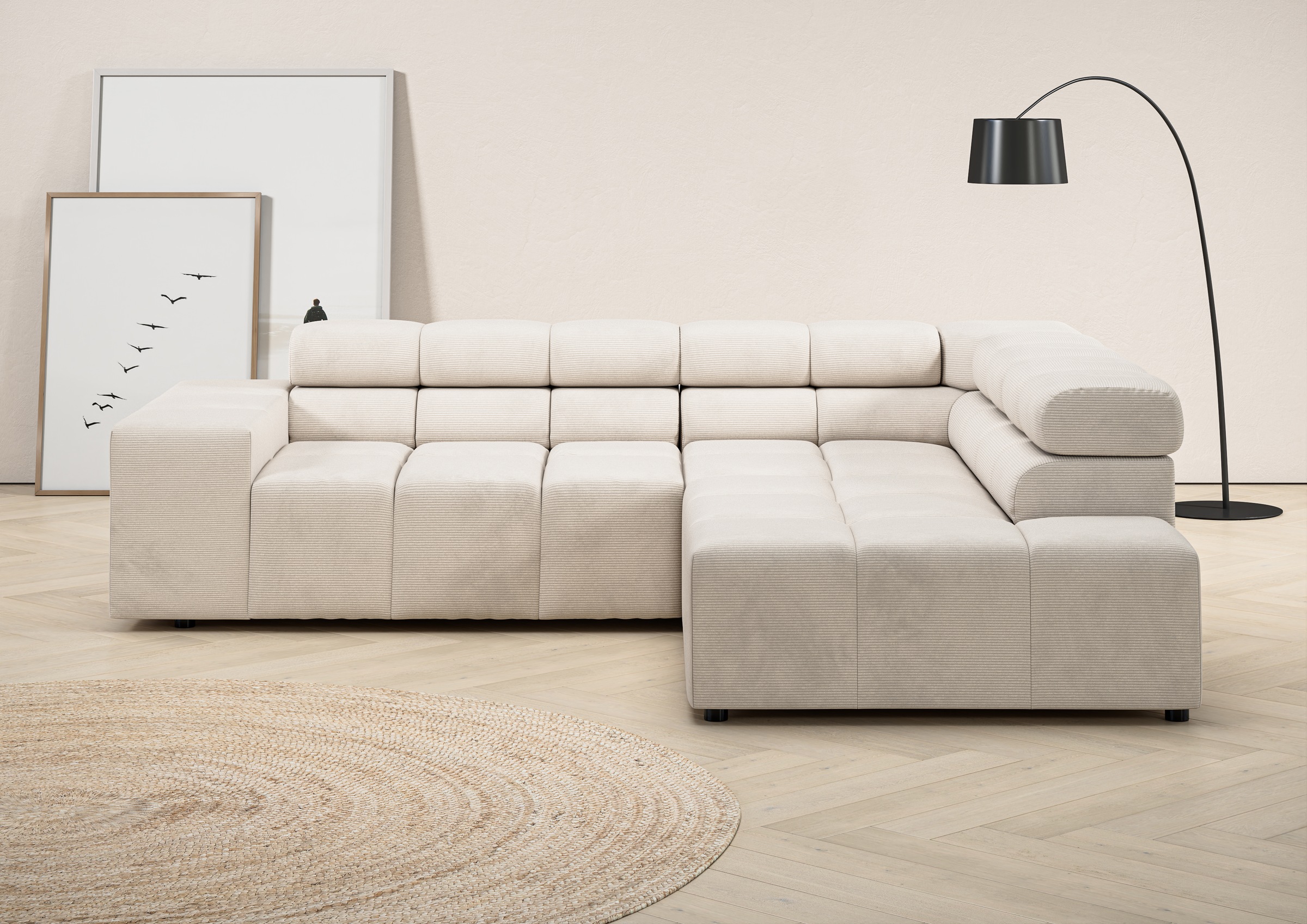INOSIGN Ecksofa "Ancona, incl. Kopfteilverstellung + 3 Zierkissen, L-Form, günstig online kaufen