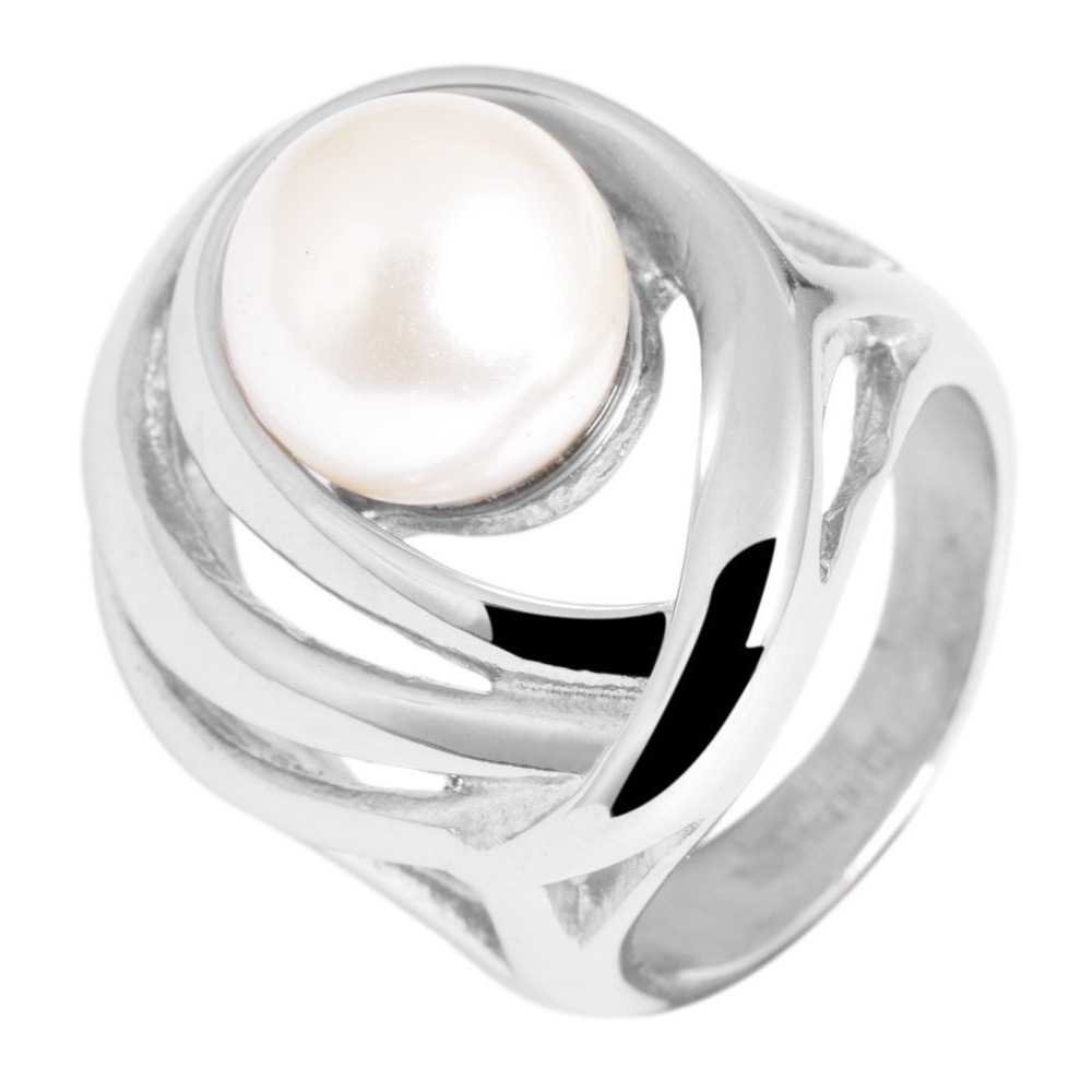 Fingerring ADELIA´S "Damen Ring aus Edelstahl mit Süßwasserperle" Gr. 56, silber, Fingerringe, Damen, 56, Edelstahl, Fingerring