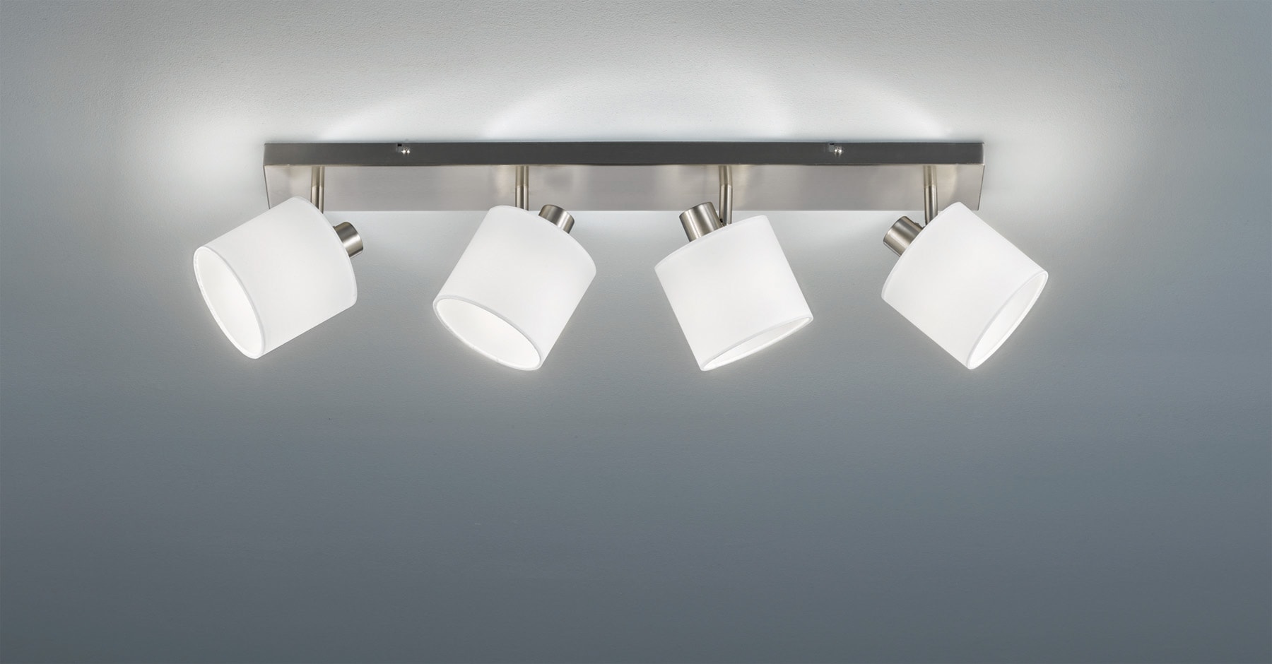 REALITY Leuchten Deckenstrahler »Tommy«, 4 flammig, Leuchtmittel E14 | ohne Leuchtmittel, 4-flammig (E14) in weiß-Nickel matt Optik, Spots einzeln schwenkbar