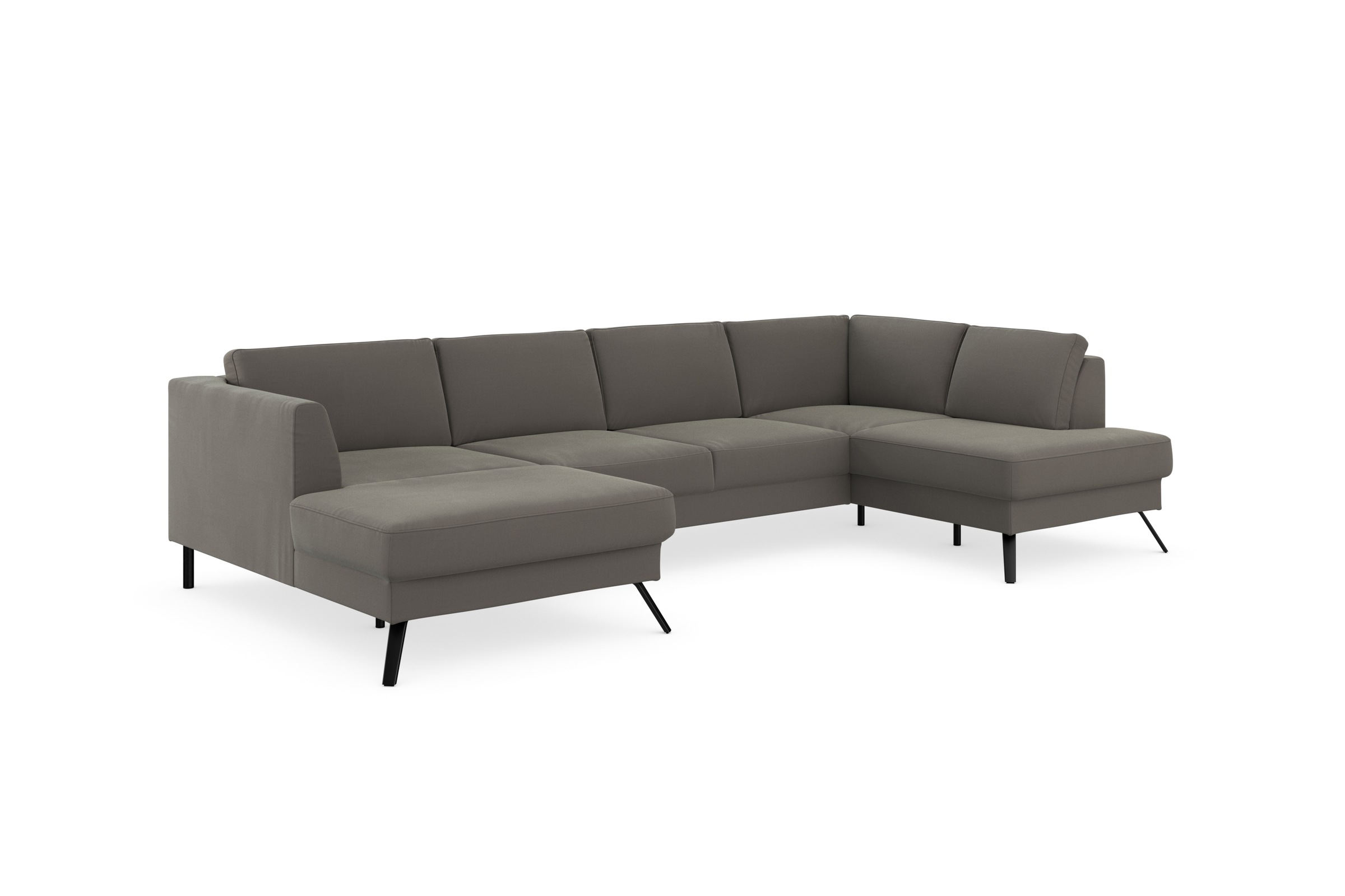 Wohnlandschaft SIT & MORE "Lindholm U-Form", grau (hellgrau), B:342cm H:88cm T:188cm, Sofas, Wohnlandschaft, mit Sitztiefenverstellung und Federkern 3