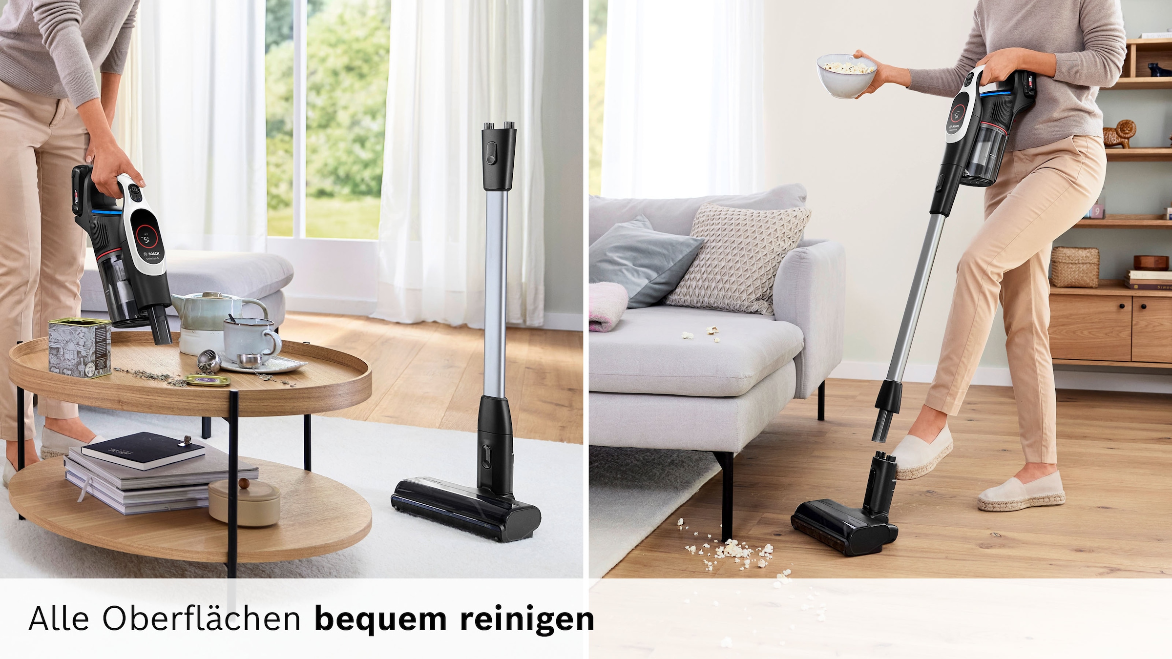 BOSCH Akku-Stielstaubsauger »BTS942WQC« LED-Licht, HEPA-Filtersystem, Schnellladegerät, 2 Akkus, weiß