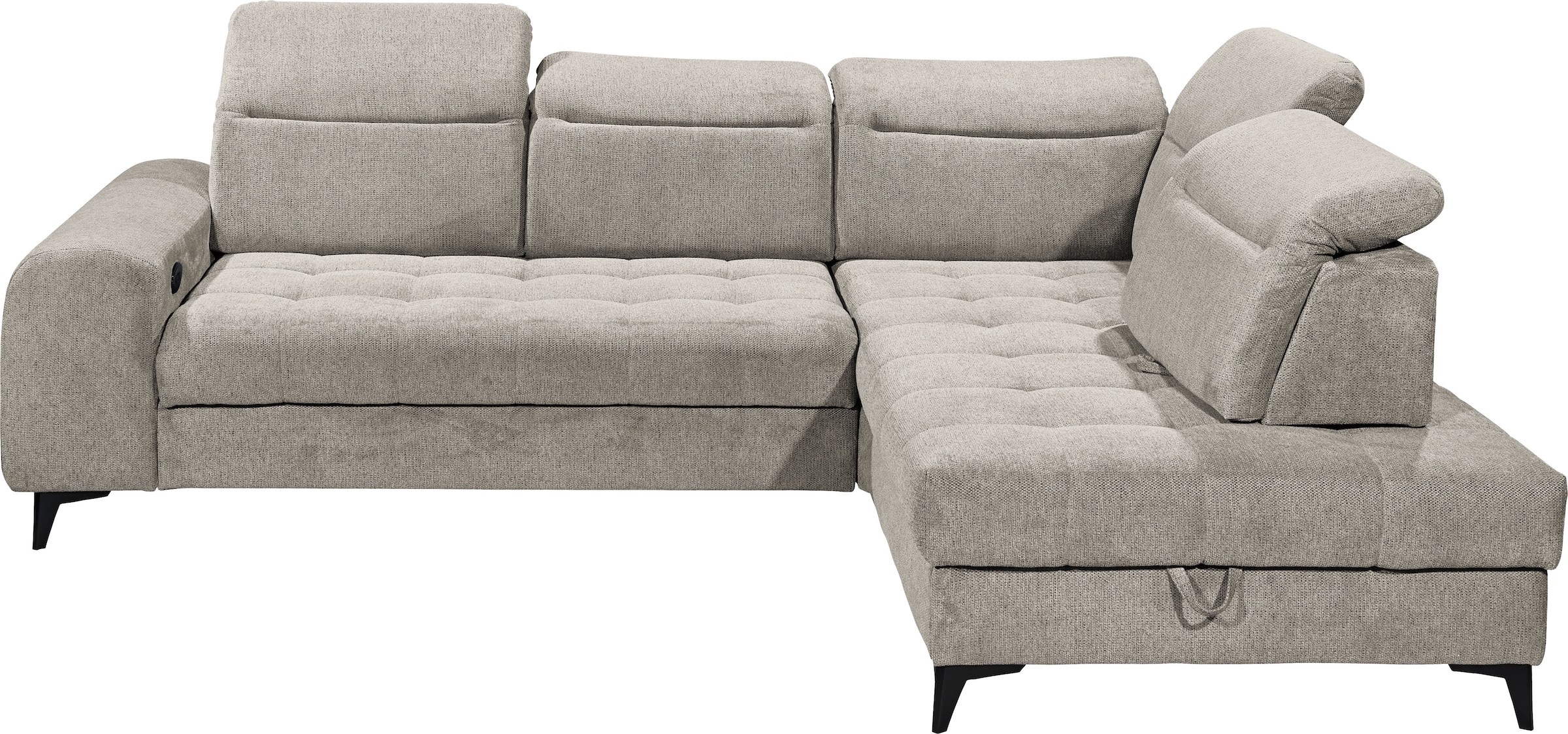 ED EXCITING DESIGN Ecksofa »Rockdale L-Form mit Bettfunktion, Bettkasten«, Kopfteilverstellung, Sitztiefenverstellung & USB-Port