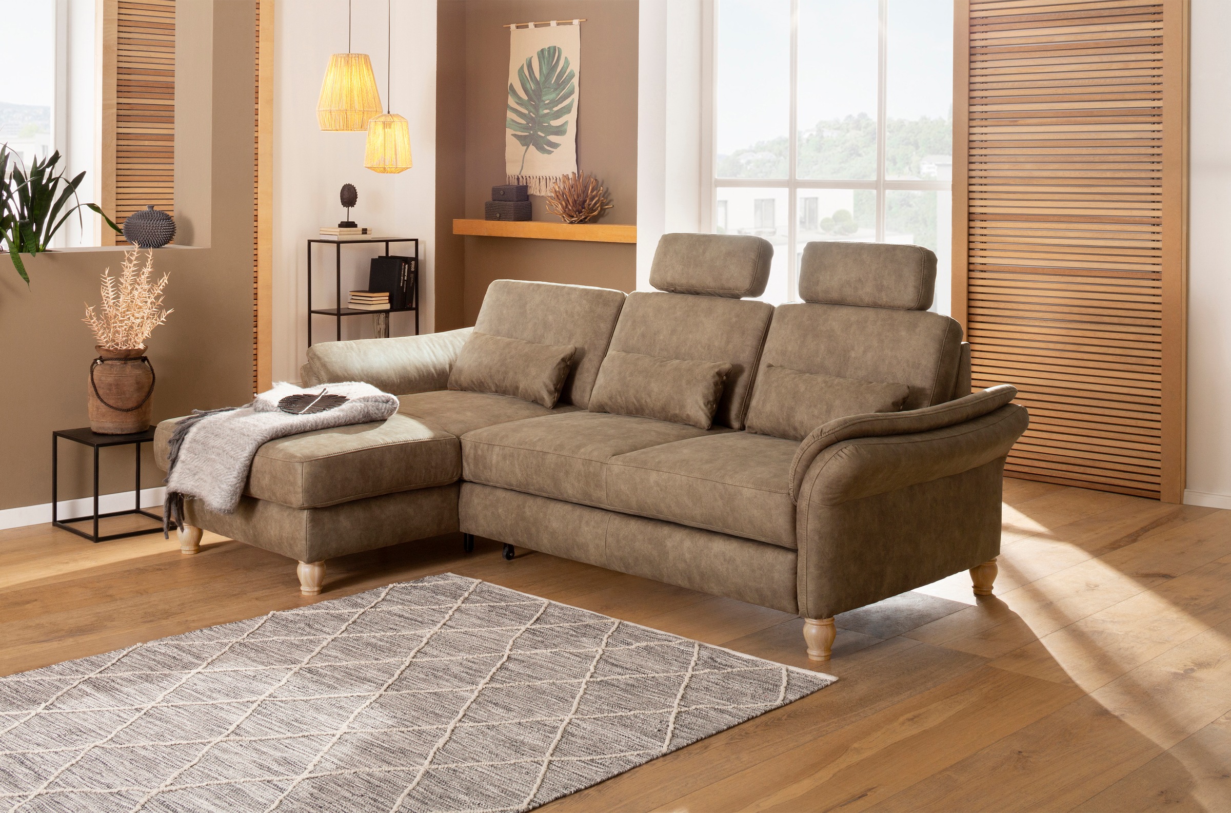 Home affaire Ecksofa "Palace L-Form" incl. Sitztiefenverstellung, wahlweise mit Schlaffunktion und Stauraum