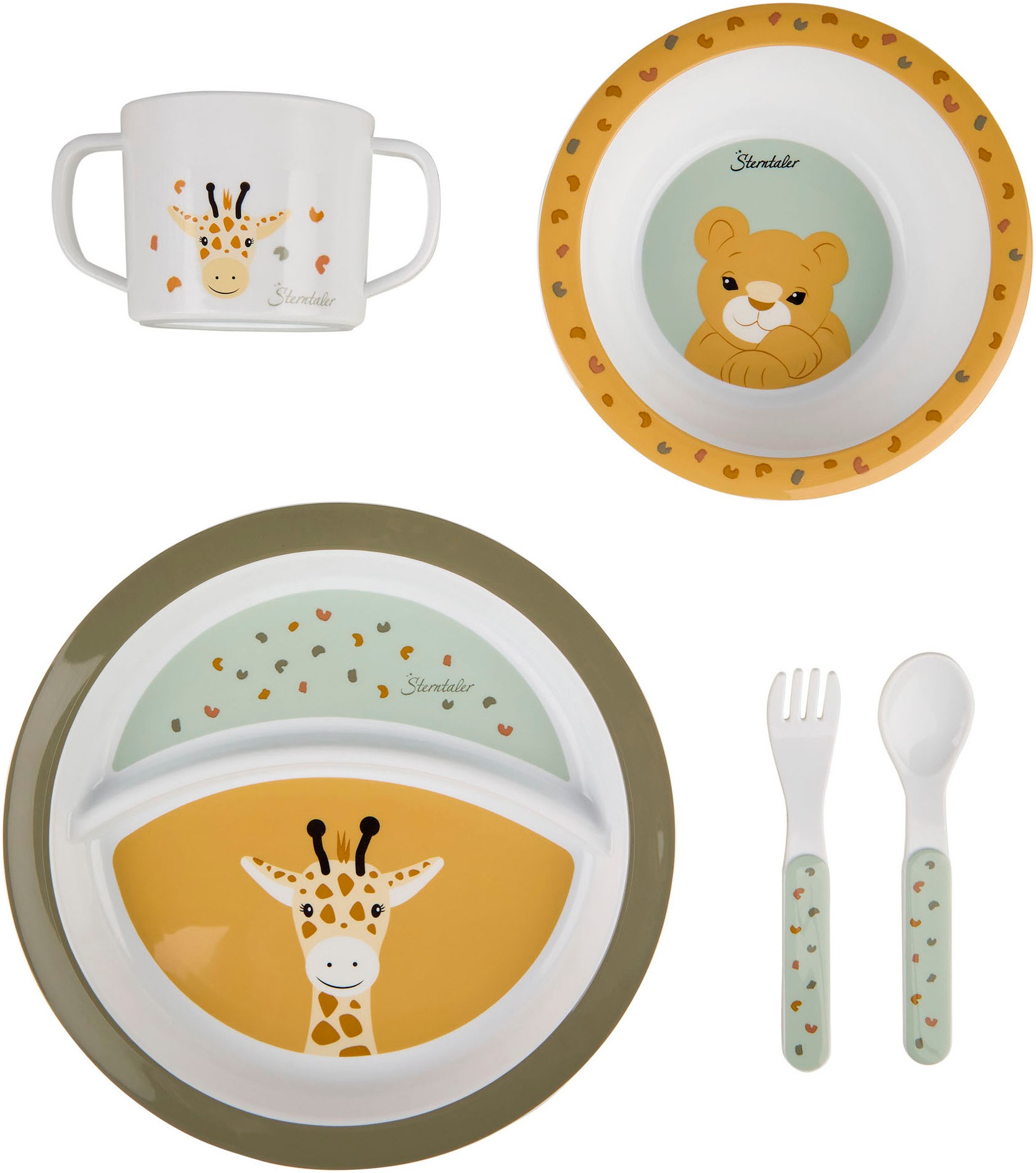Sterntaler® Kindergeschirr-Set »Safari, rund«, (5 tlg.)