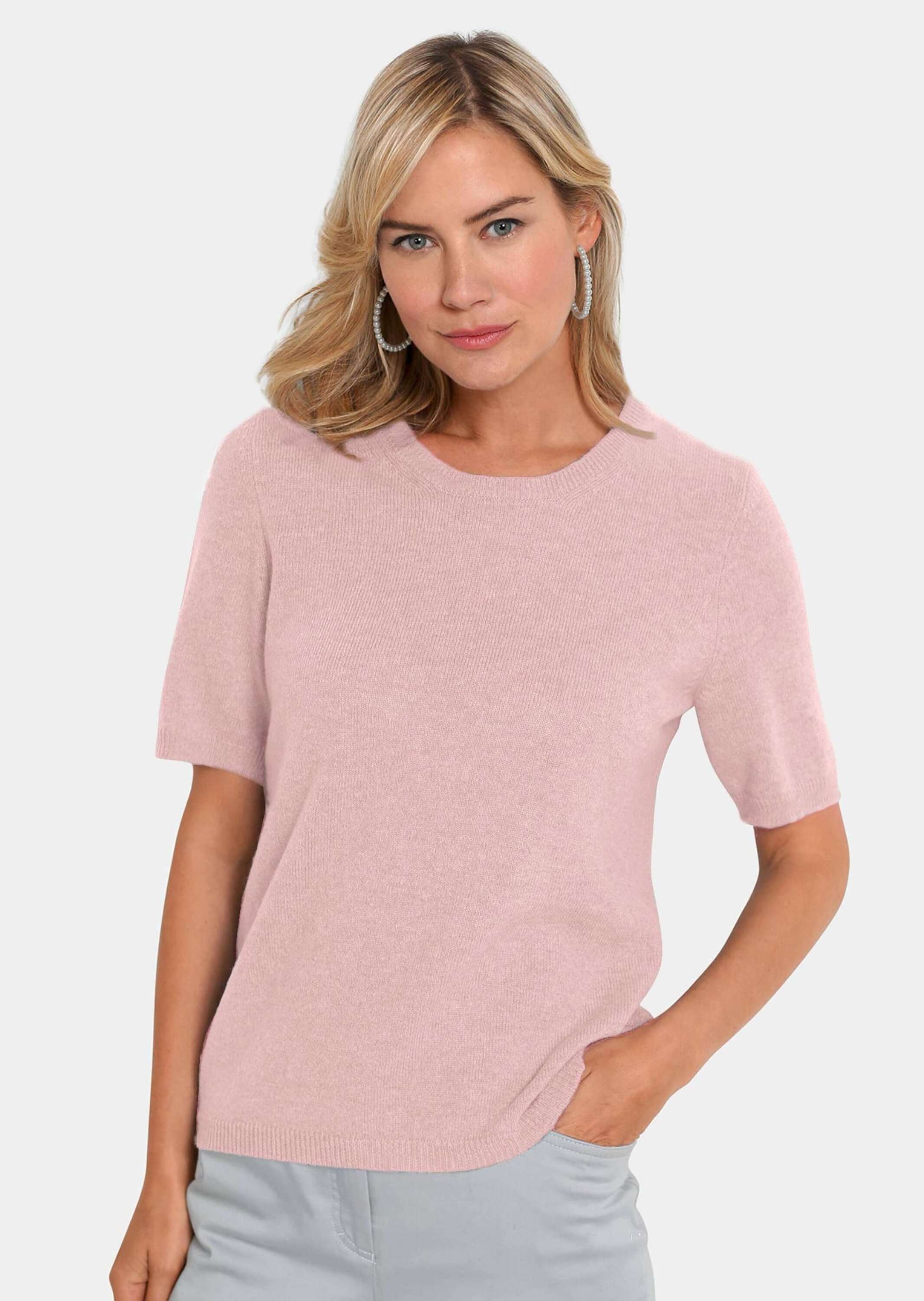 GOLDNER Kurzarmpullover "Kurzgröße Halbarmpullover mit Rundhals aus Kaschmi günstig online kaufen