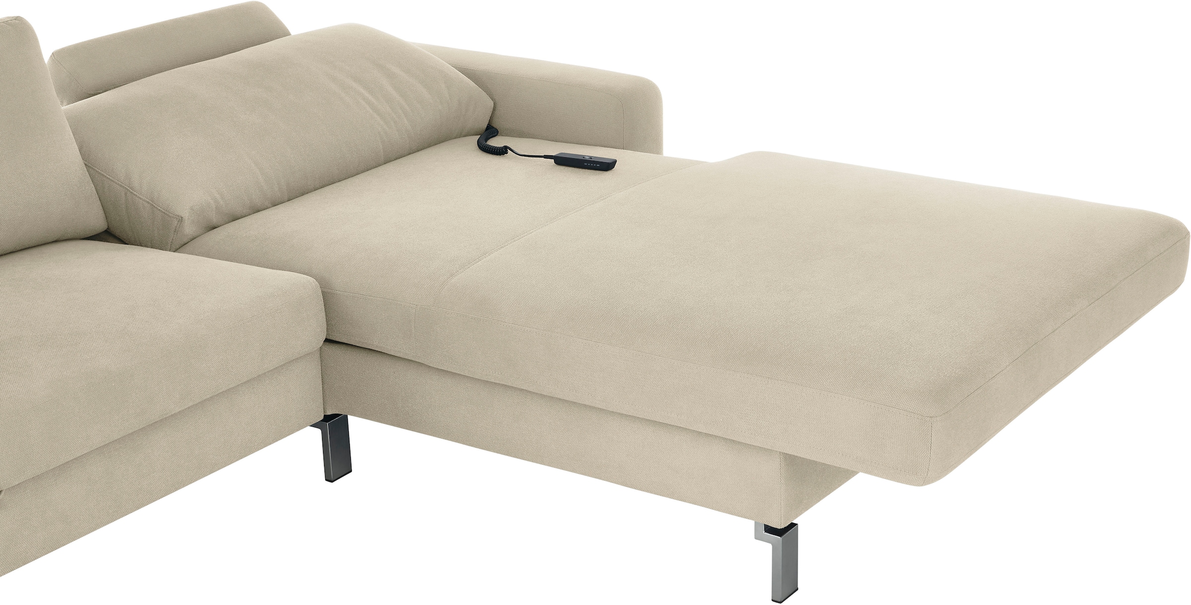 3C Candy Ecksofa »Lecce, wahlweise PUR-Schaumstoff oder Tonnentaschenfederkern« Bett im 2,5-Sitzer, teilmotorische Schlaffunktion im Longchair, L-Form