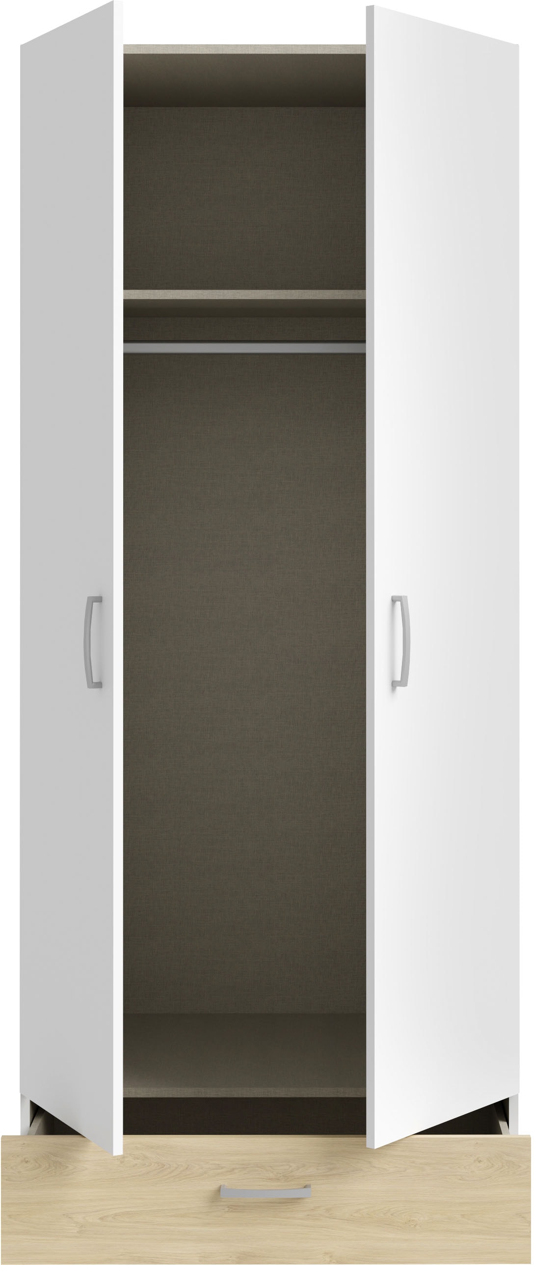 FORTE Drehtürenschrank »Econobox«, Drehtürenschrank, zeitloses Design mit alufarbigen Griffen.