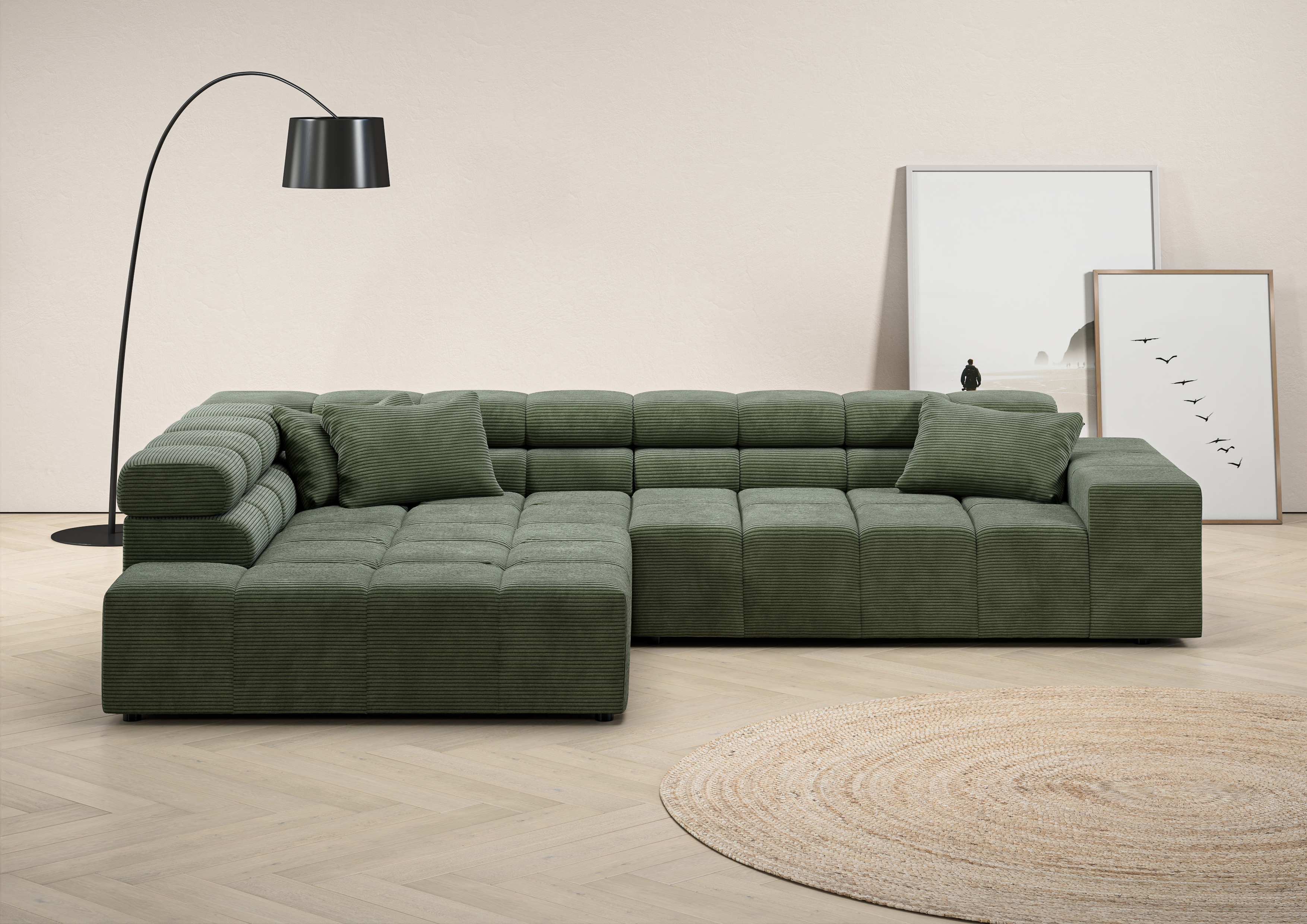 Home affaire Ecksofa "Ancona, Ecksofa, incl. Kopfteilverstellung, Breite 319 cm, L-Form" wahlweise motorische Sitztiefenverstellung, auch in Cord + Easy Care