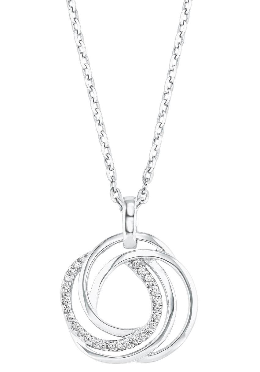 Kette mit Anhänger AMOR "verschlungene Kreise", bunt (silberfarben, weiß), Halsketten, Damen, Silber 925 (Sterlingsilber), L: 50, mit Zirkonia (synth.) 2