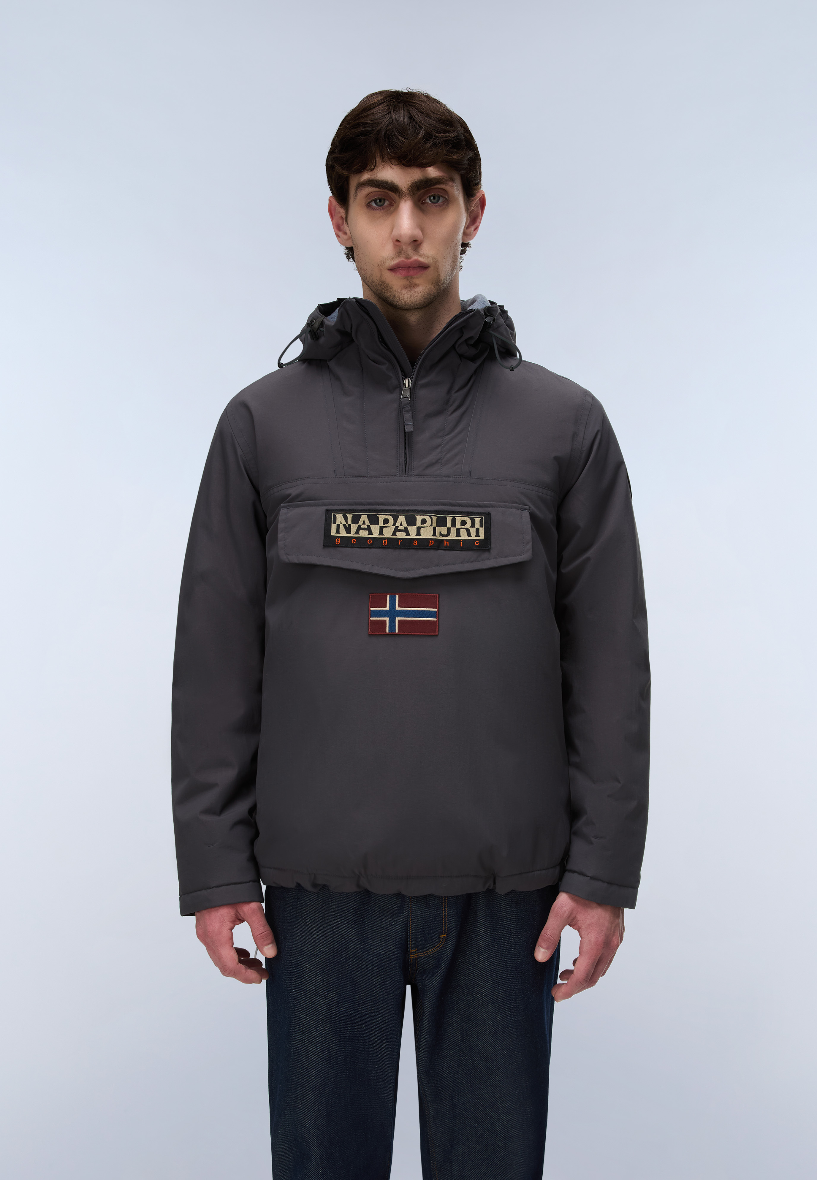 Napapijri Anorak "RAINFOREST WINTER 3 DARK GREY SOLID" mit unifarbenem Design, sportliche Silhouette