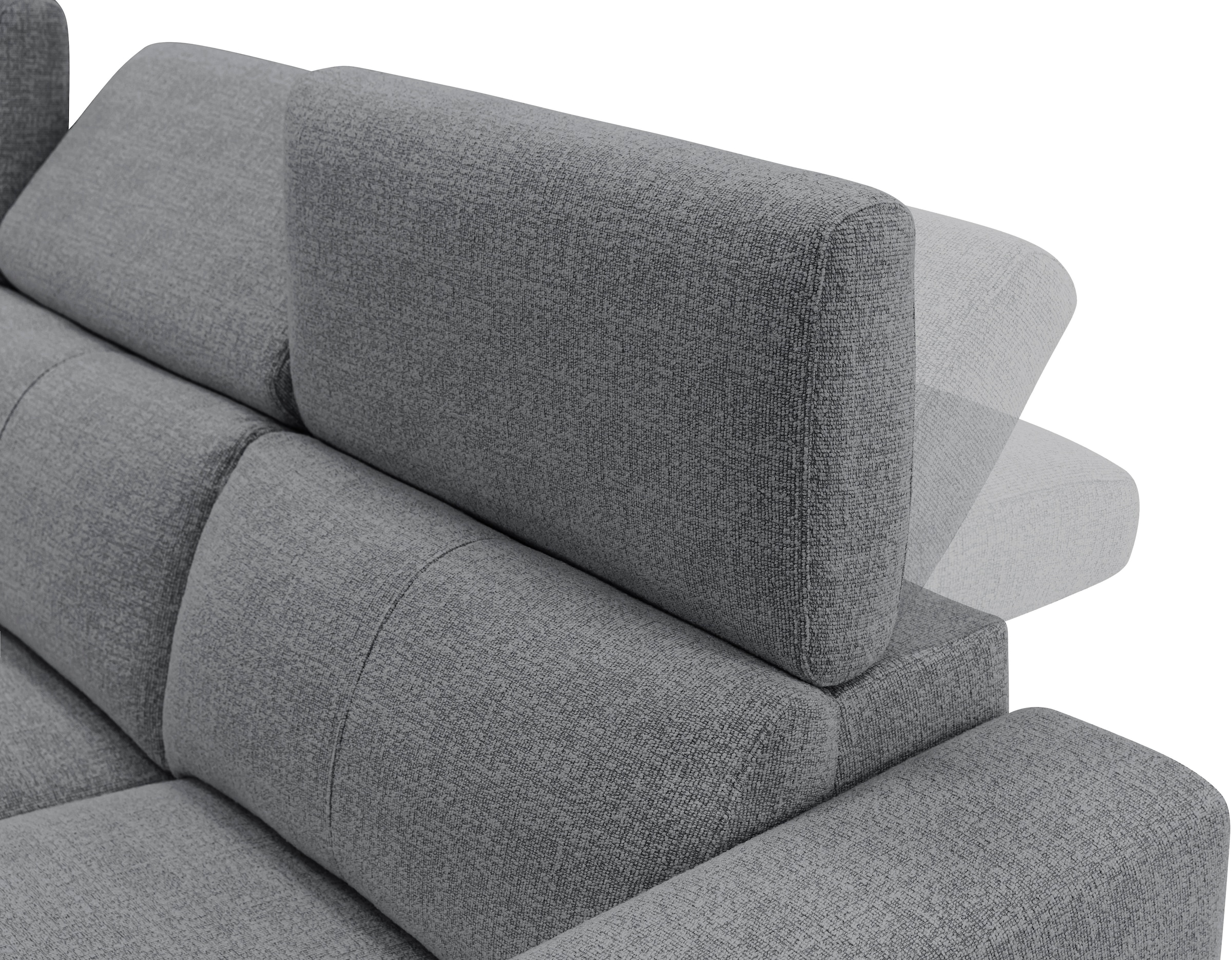 OTTO home Ecksofa »LEOO« mit USB A/C-Anschluss. Federkern, verstellbaren Kopfstützen, Webstoff