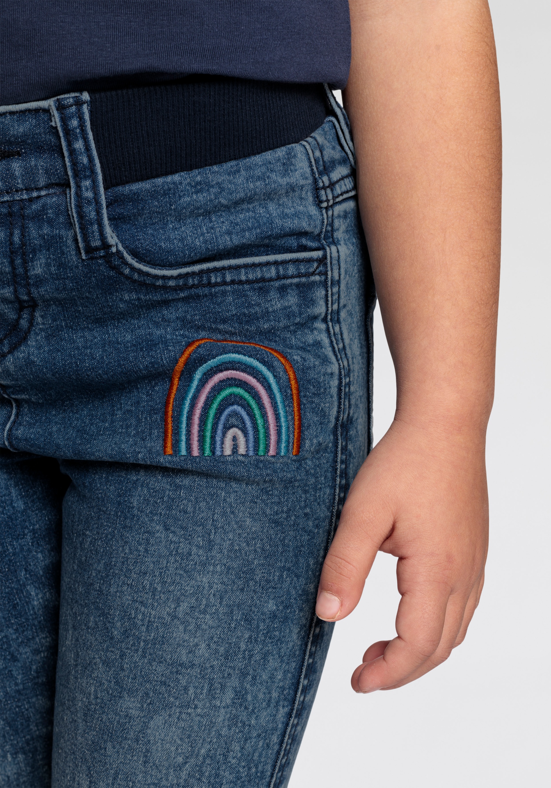 KIDSWORLD Stretch-Jeans Mädchen«, BAUR | Stickerei kleine toller »für mit