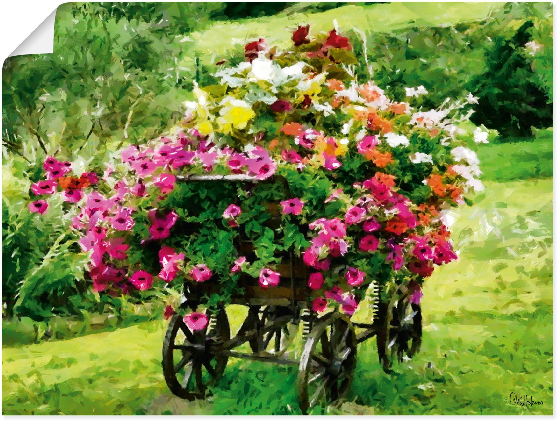 kaufen Alubild, Blumenbilder, Größen Leinwandbild, mit Wandaufkleber Artland Wandbild »Kutsche Blumen«, oder St.), als (1 in versch. BAUR | Poster