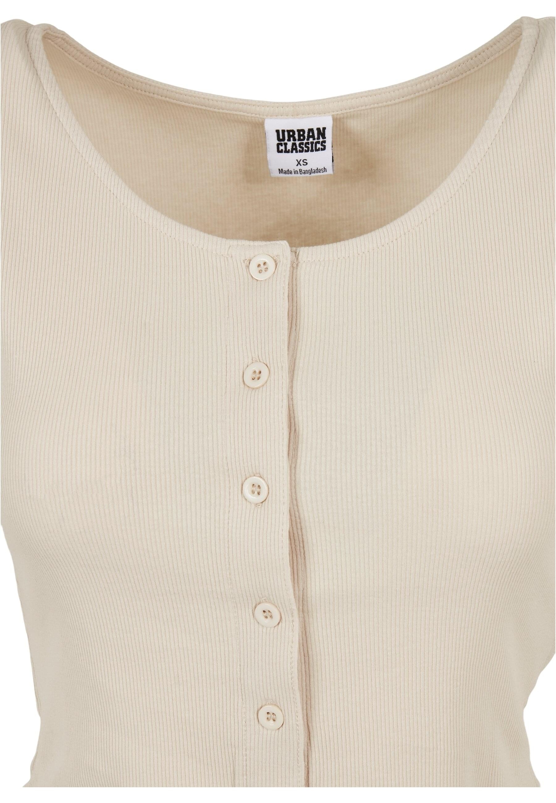 URBAN CLASSICS Kurzarmshirt »Urban Classics Damen Ladies Cropped Button Up Rib Tee«, (1 tlg.)