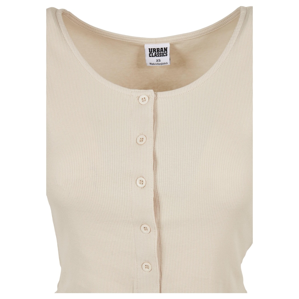 URBAN CLASSICS Kurzarmshirt »Urban Classics Damen Ladies Cropped Button Up Rib Tee«, (1 tlg.)