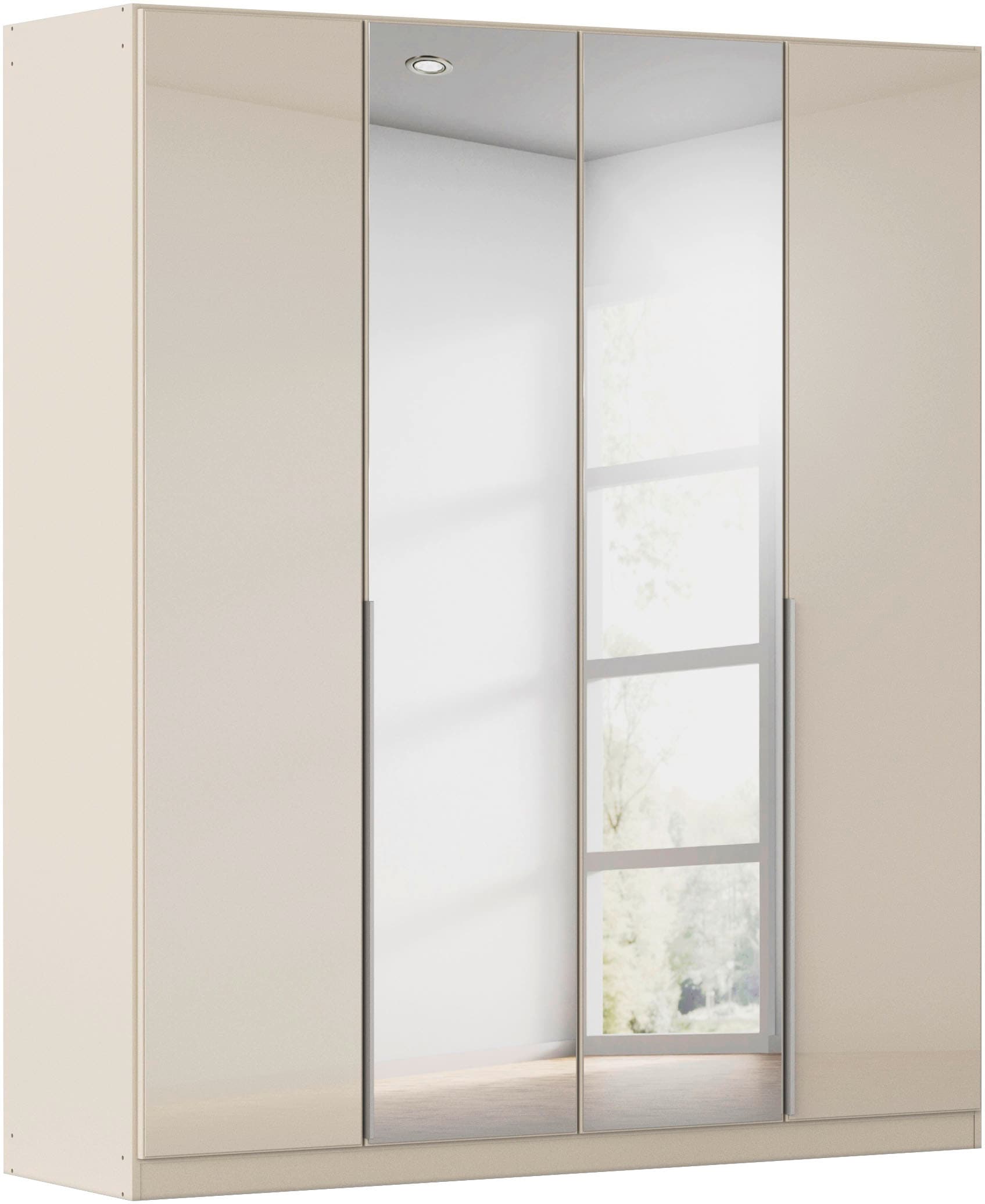 OTTO home Drehtürenschrank "Kleiderschrank Schrank Garderobe AGORDO mit Glasfront und Spiegel" in zwei Griff-Farben, Breiten 91-405 cm, durchdachte Innenausstattung, in 8 Breiten und 2 Höhen MADE IN GERMANY