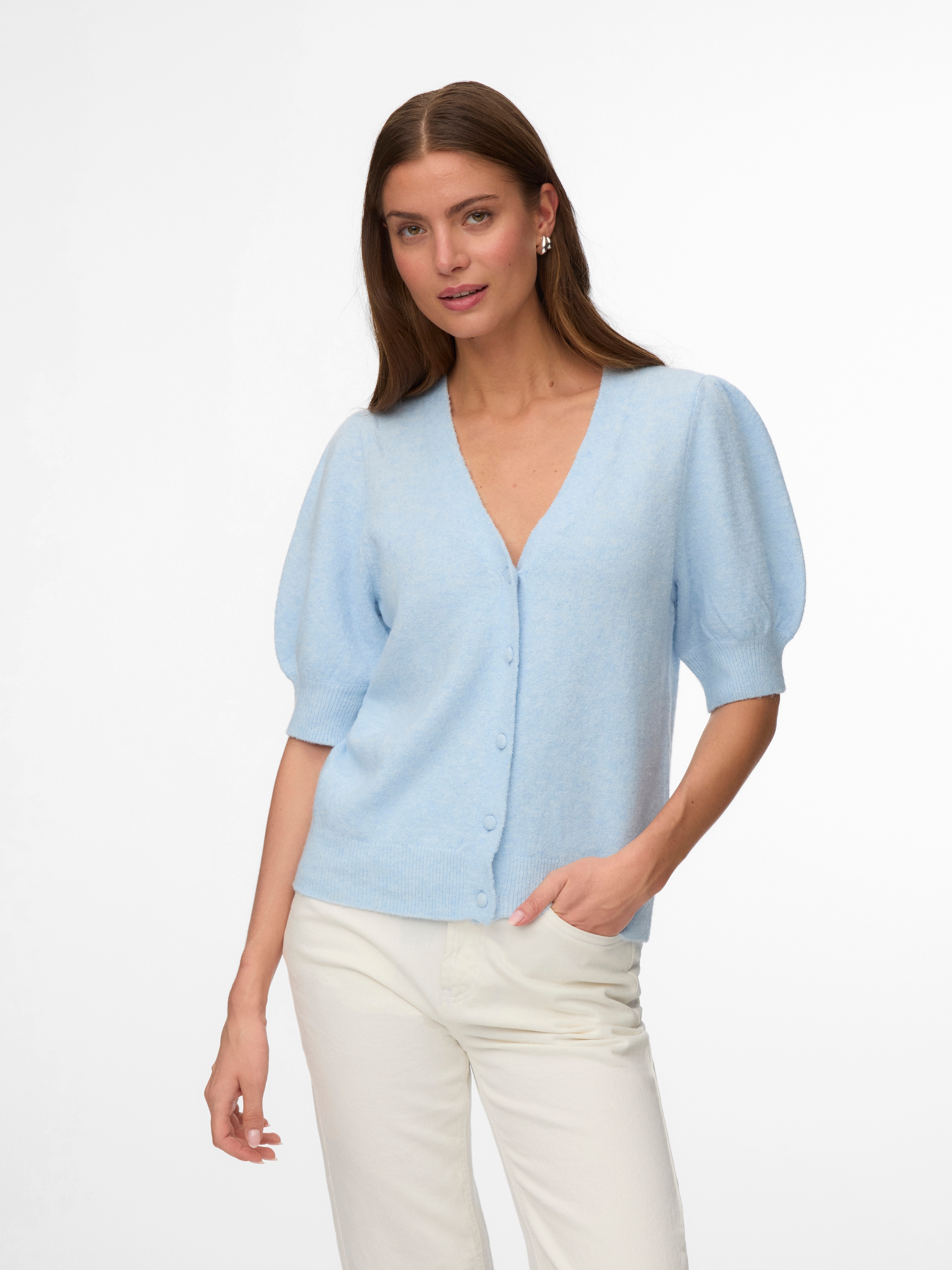 Vero Moda Strickjacke "VMDOFFY 2/4 V-NECK CARDIGAN NOOS" Materialmix günstig online kaufen