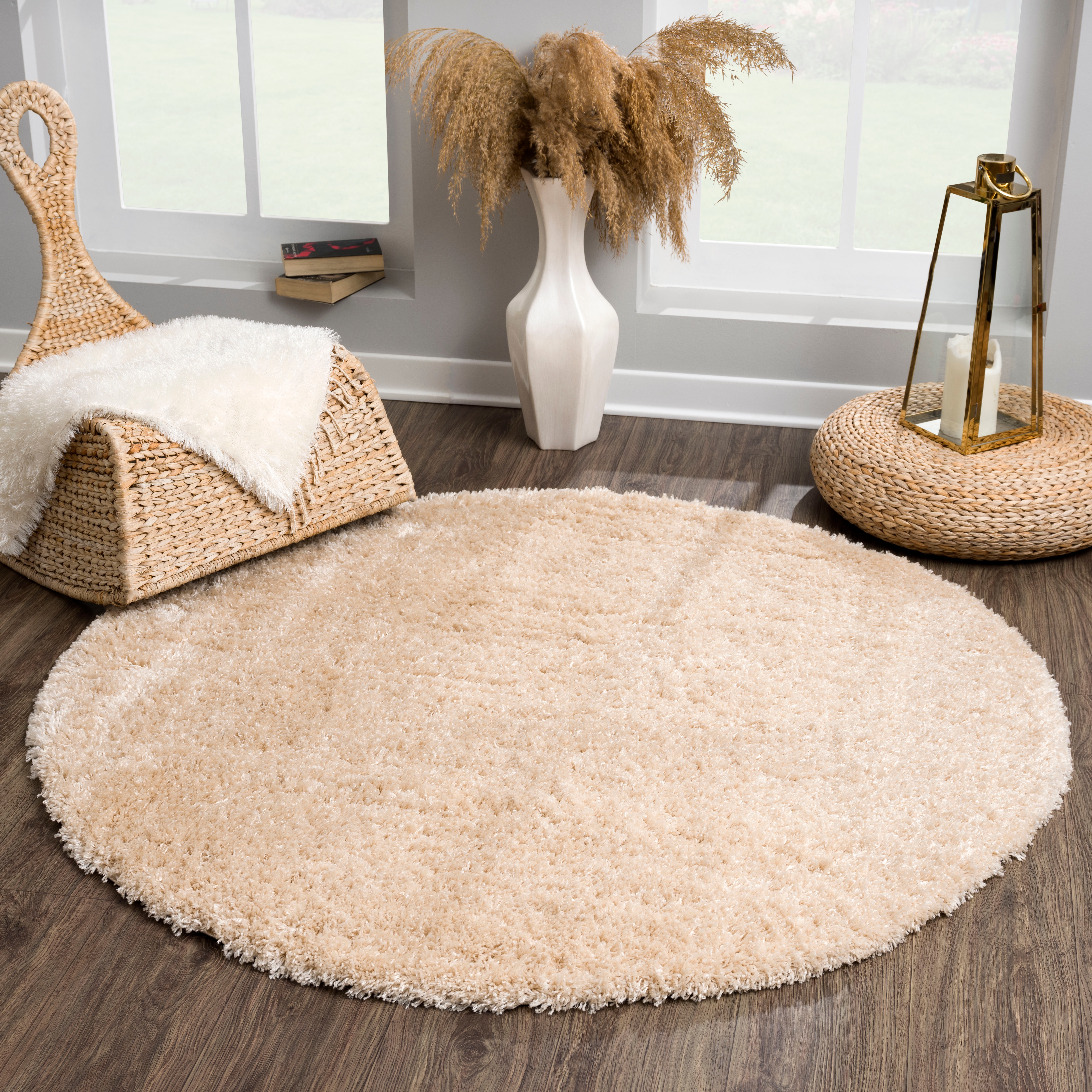 Sanat Hochflor-Teppich "Porto, auch als Läufer und in Rund erhältlich" rund 45 mm Höhe Wohnzimmer, Langflor, Shaggy,weich