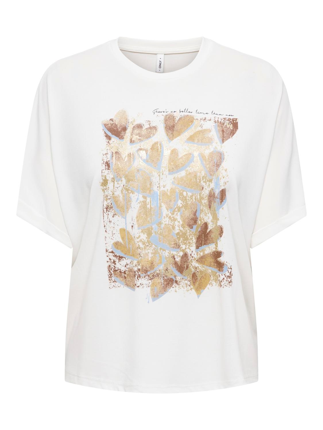 Thumbnail - ONLY T-Shirt "ONLFREE LIFE S/S FOLD-UP TOP BOX JRS" Materialmix, regular fit, Rundhals