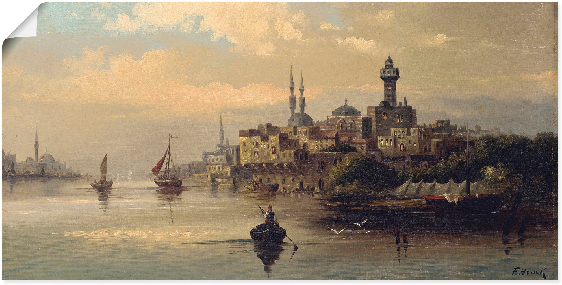 Artland Wandbild in | auf (1 Leinwandbild, oder »Kauffahrtsschiffe Größen Bosporus, BAUR Istanbul«, Wandaufkleber als kaufen St.), Gewässer, versch. Poster