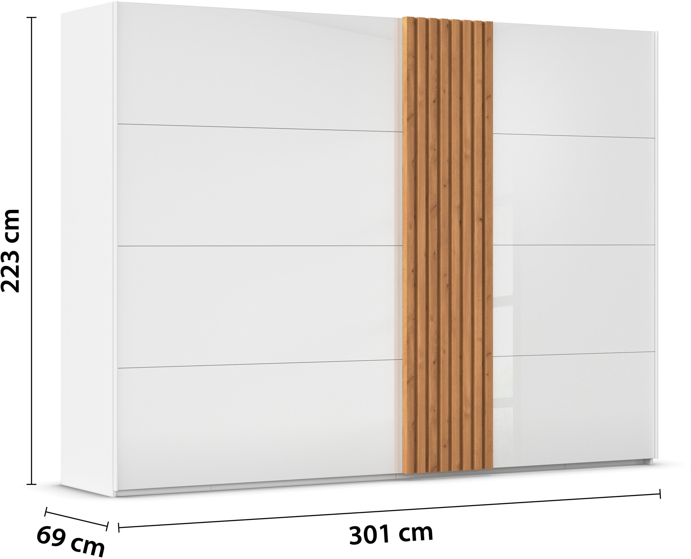 rauch Schwebetürenschrank »Kleiderschrank Schrank Garderobe Wäscheschrank TEGIO«, mit hochwertigen Holzdekoraufleistung und Glasfront MADE IN GERMANY