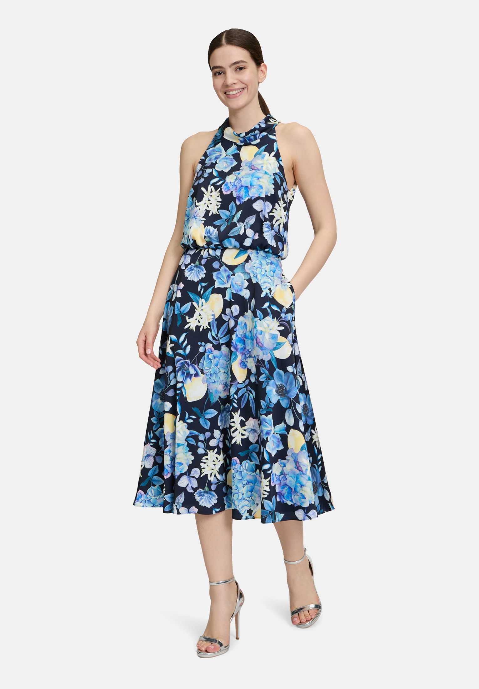 Vera Mont Cocktailkleid "Damen mit Stehkragen" Nahttasche Druck