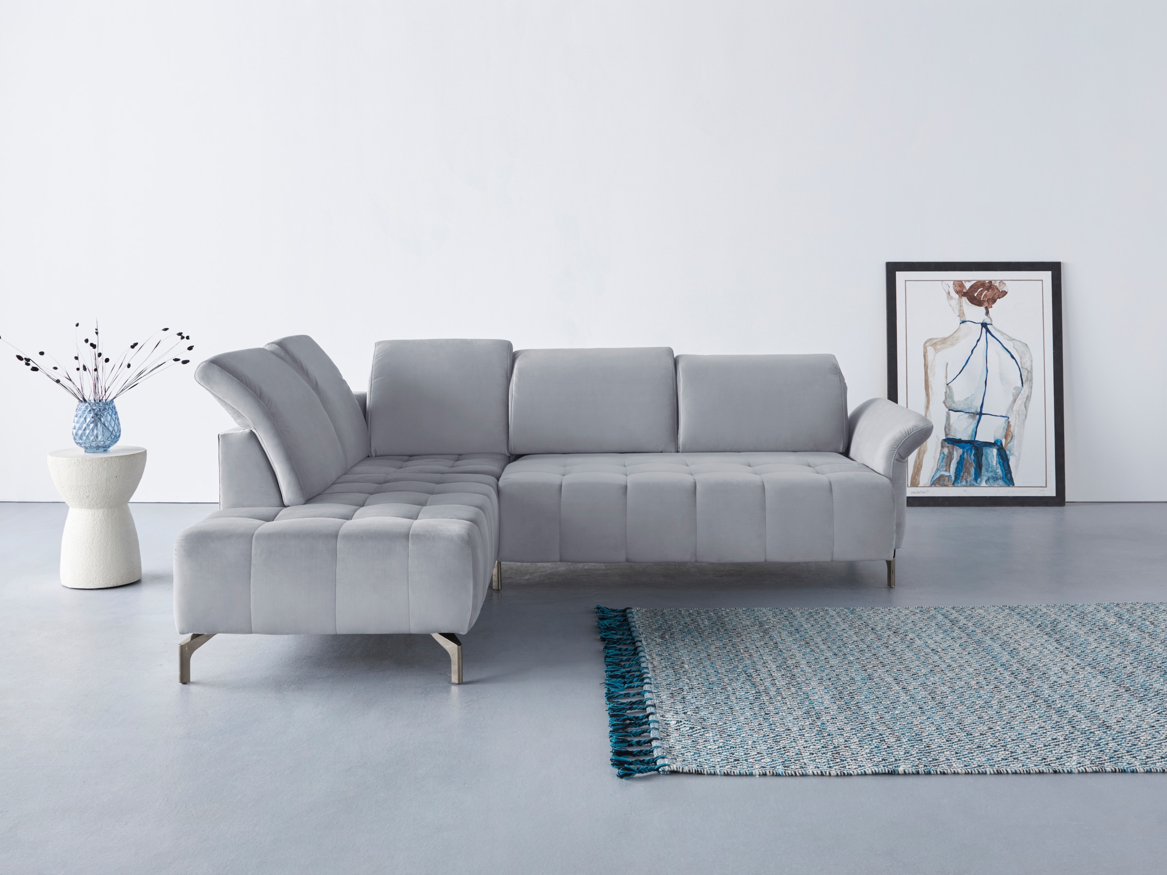 OTTO home Ecksofa "Fresh L-Form" Federkern, wahlweise Kopfteilverstellung und motorischer Vorziehsitz