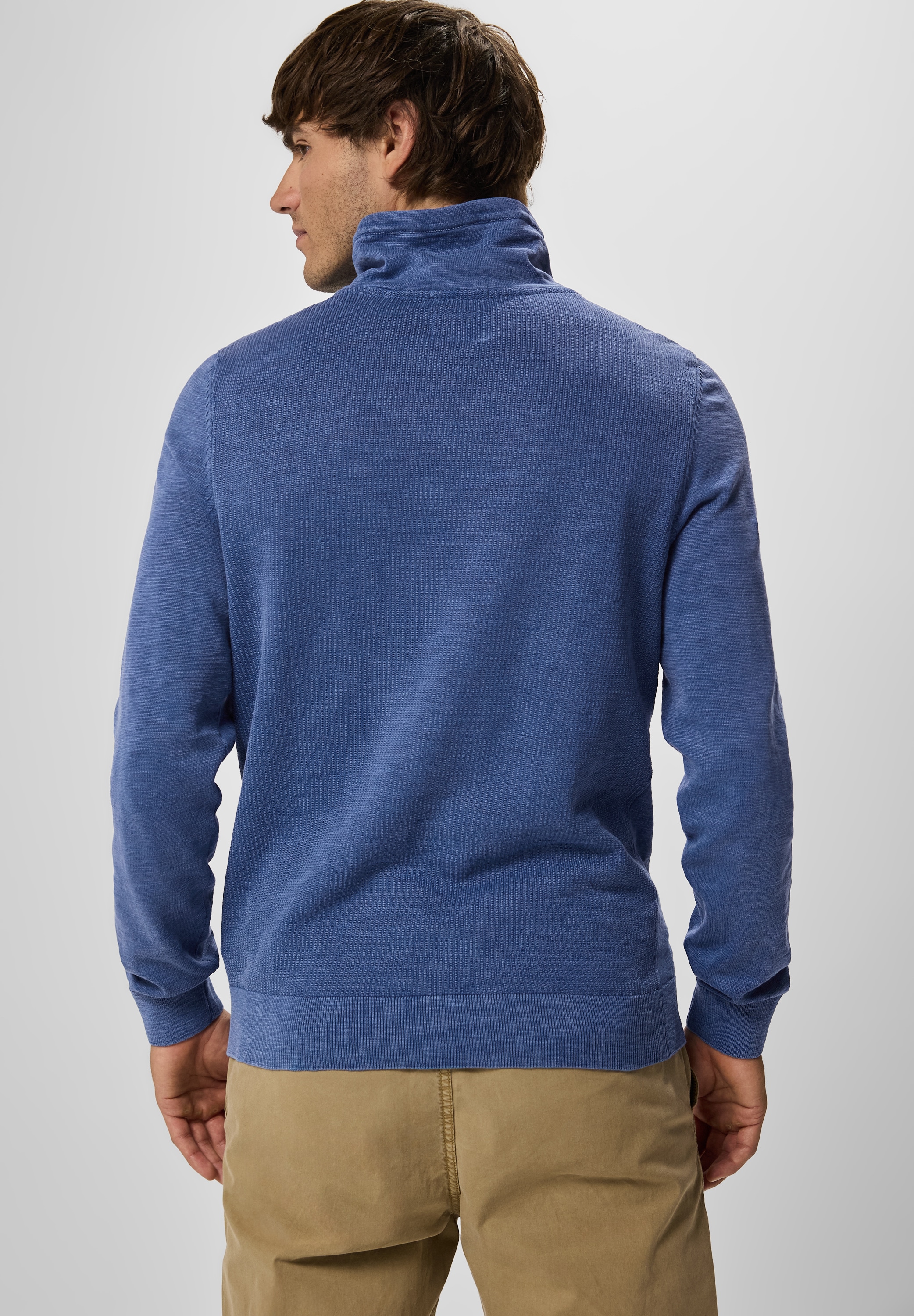 STREET ONE MEN Stehkragenpullover, aus reiner Baumwolle