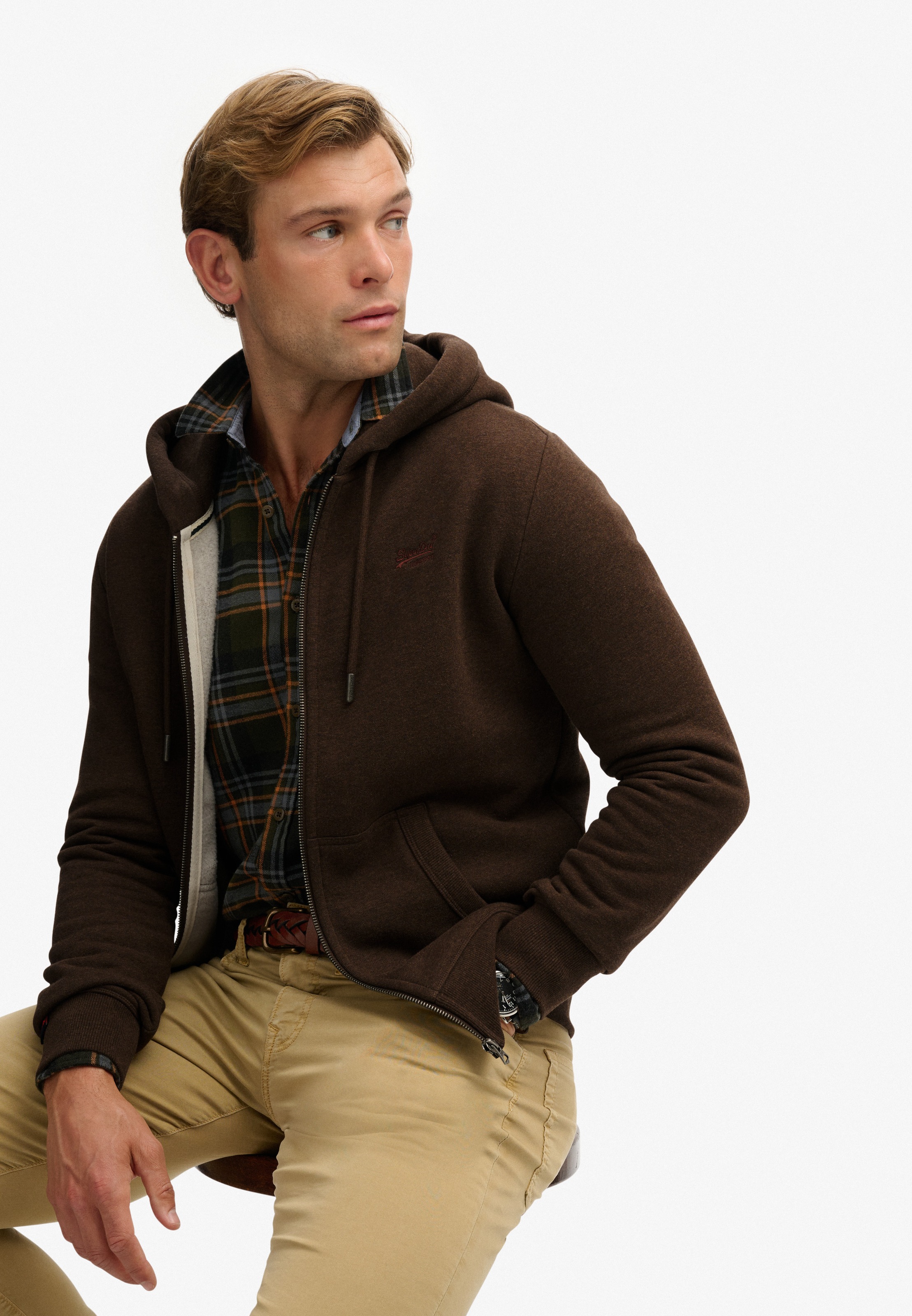 Superdry Kapuzensweatjacke "ESSENTIAL LOGO ZIP HOODIE HB" Baumwollmischung, günstig online kaufen