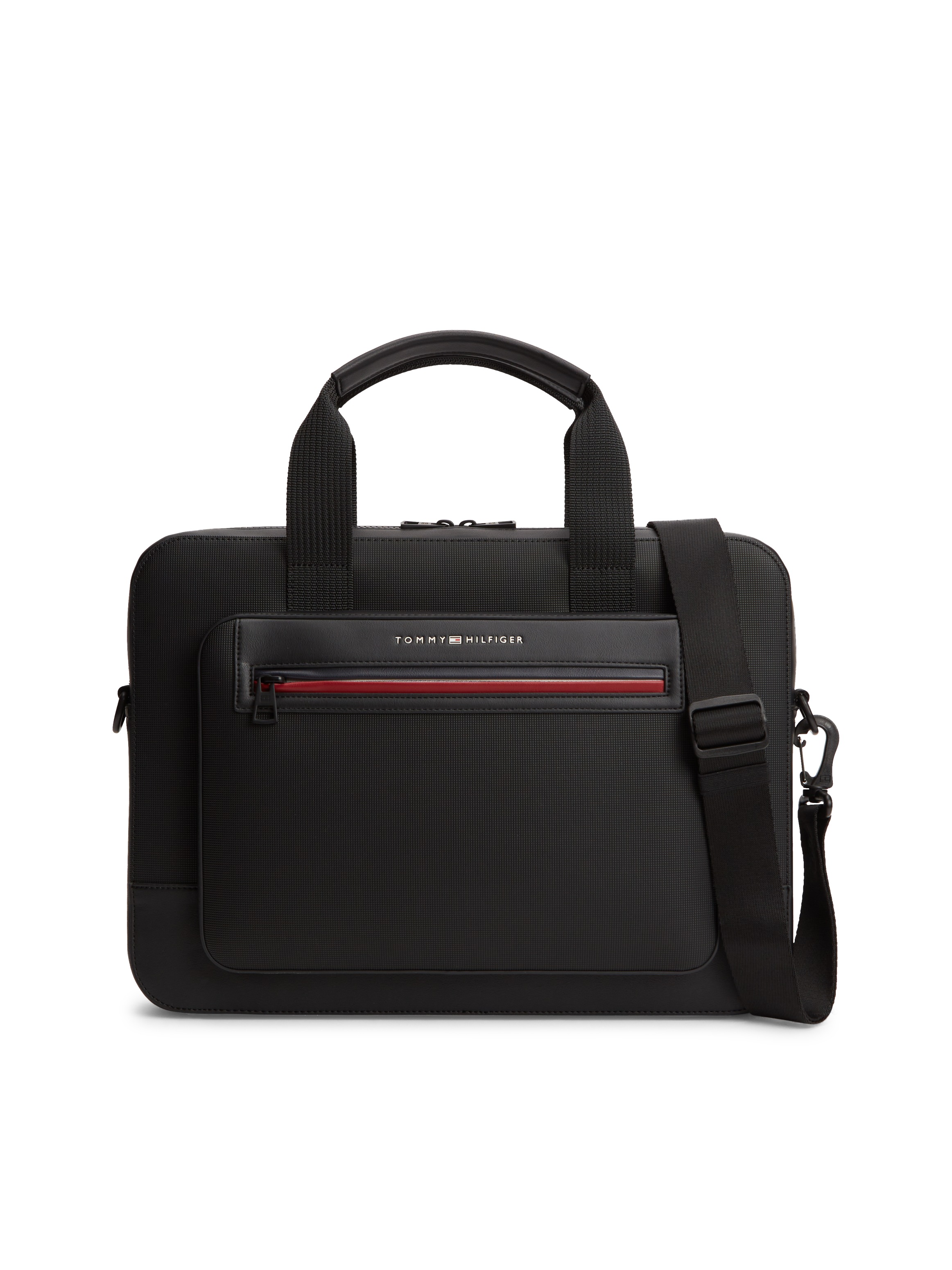 TOMMY HILFIGER Laptoptasche "TH FOUNDATION COMPUTER BAG"schwarz, Lederimitat, unifarben, Taschen, Uniex Geschäftstasche, Businesstasche mit