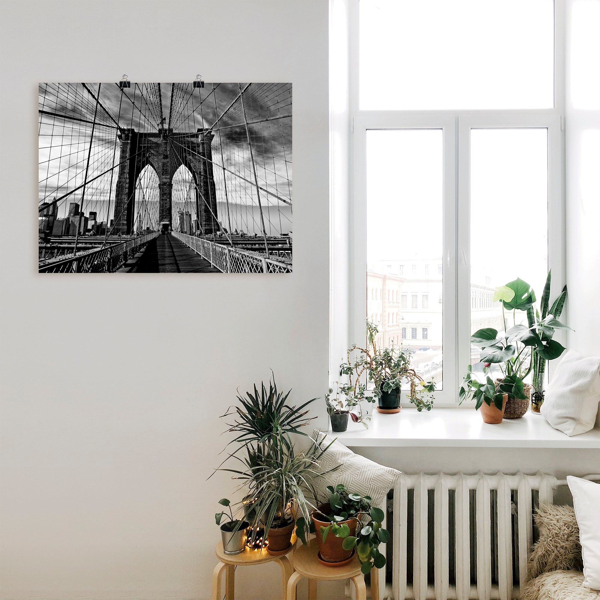 Artland Wandbild "Brooklyn Bridge - schwarz/weiss", Brücken, (1 St.), als A günstig online kaufen