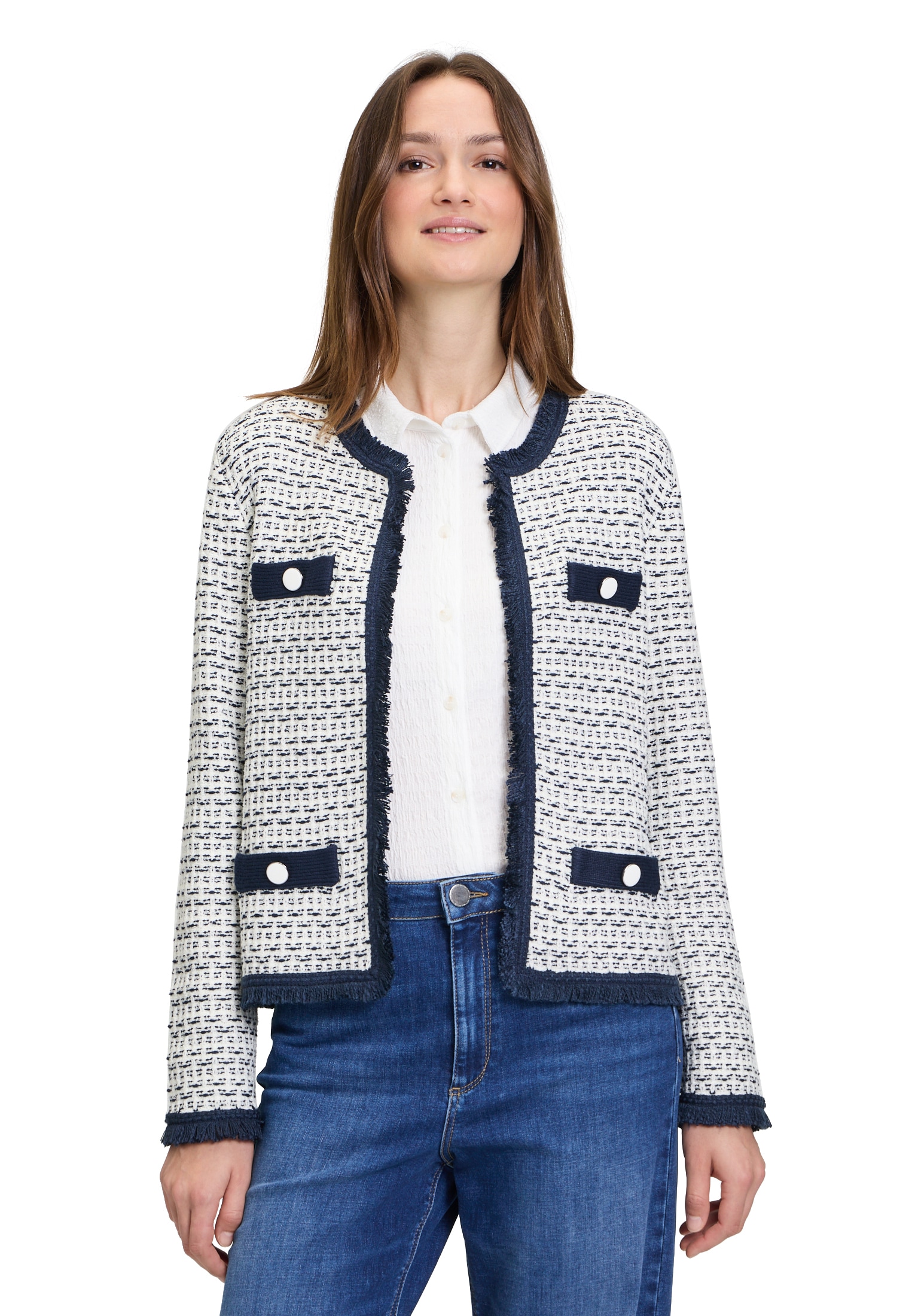 Betty&Co Strickjacke "Damen Strick-Cardigan mit Rundhalsausschnitt" 1 Stk. günstig online kaufen