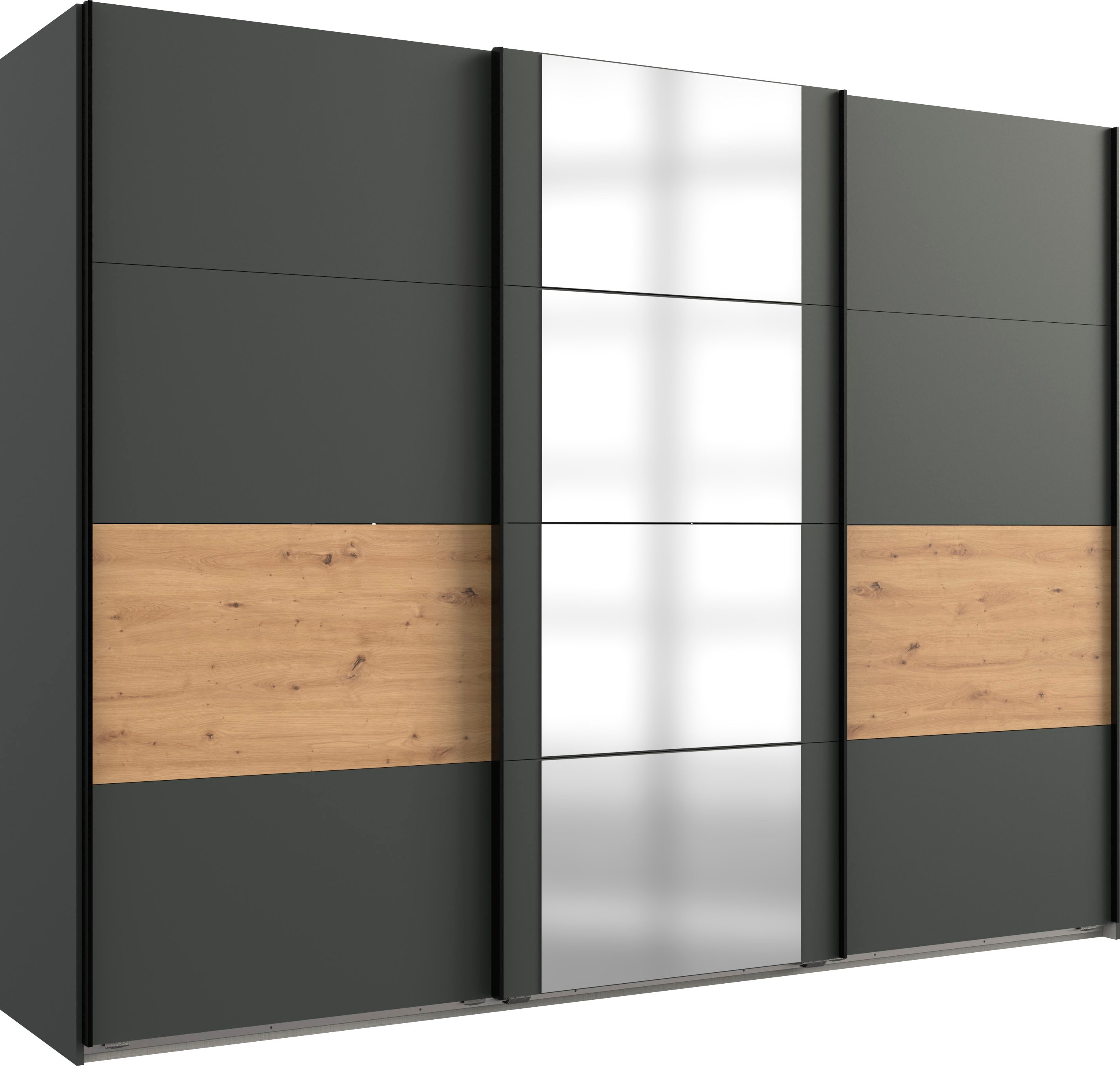 Wimex Schwebetürenschrank "Barmbek Schlafzimmerschrank Garderobenschrank" Kleiderschrank mit 2 Stoffboxen und 2 zusätzlichen Böden, Spiegeltür