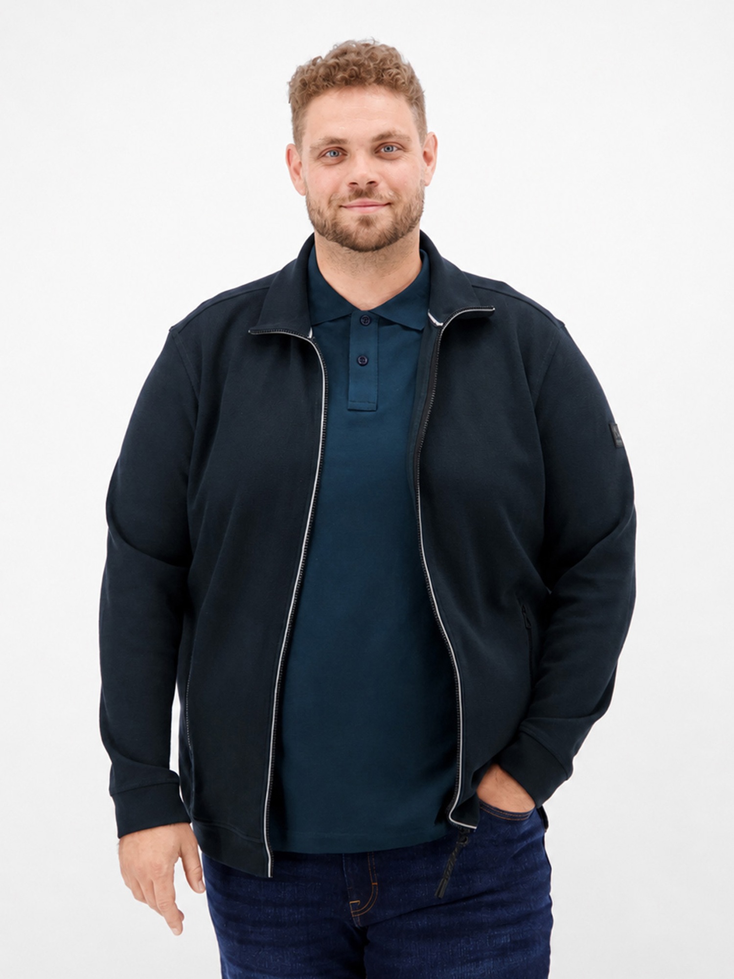 LERROS Sweatjacke "Sportive Sweatjacke aus Baumwollmix, große Größen"