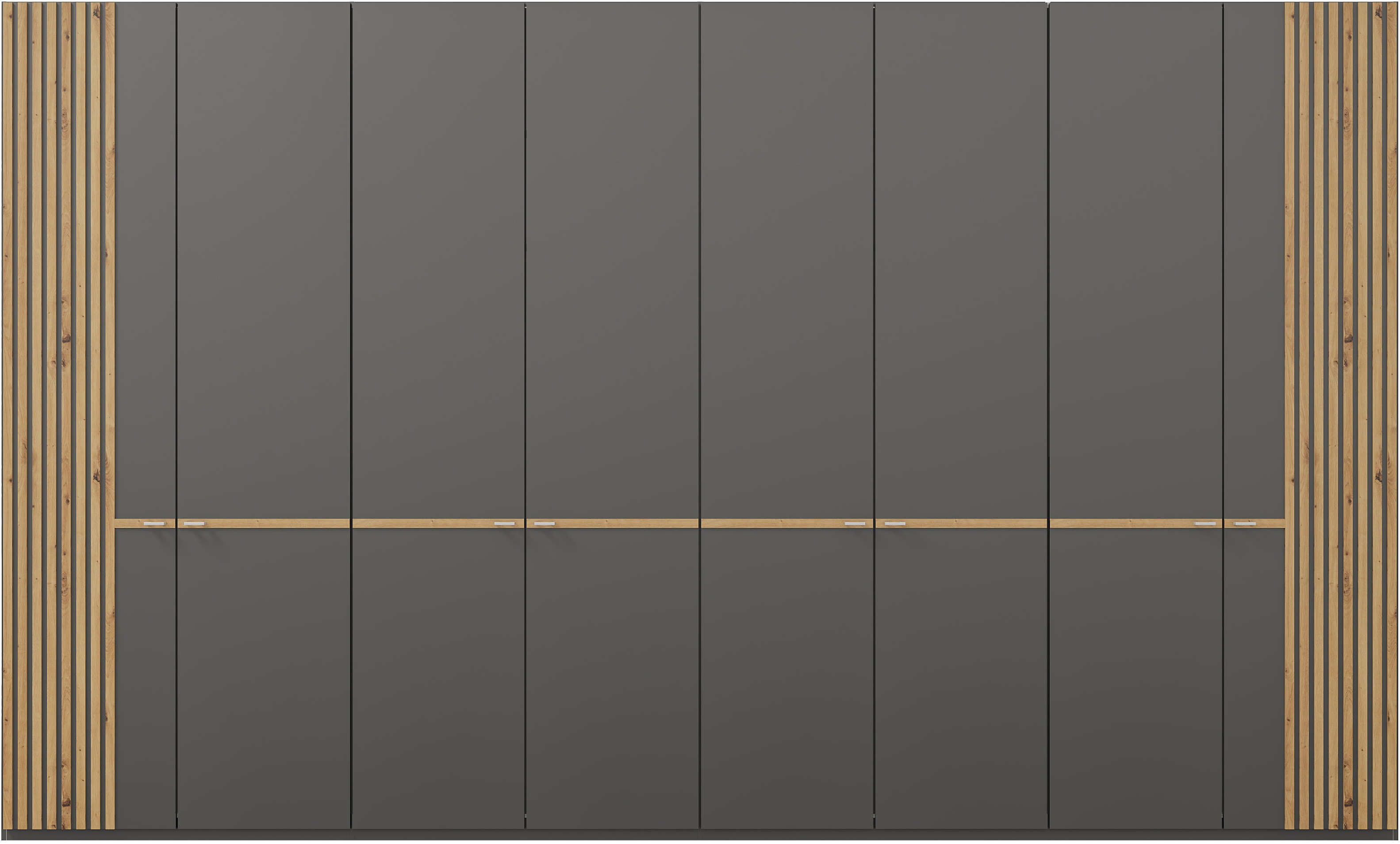 Thumbnail - Musterring Drehtürenschrank "Isabelle" Lamellen in Eiche, Griffe in silber, verschiedene Größen und Farben