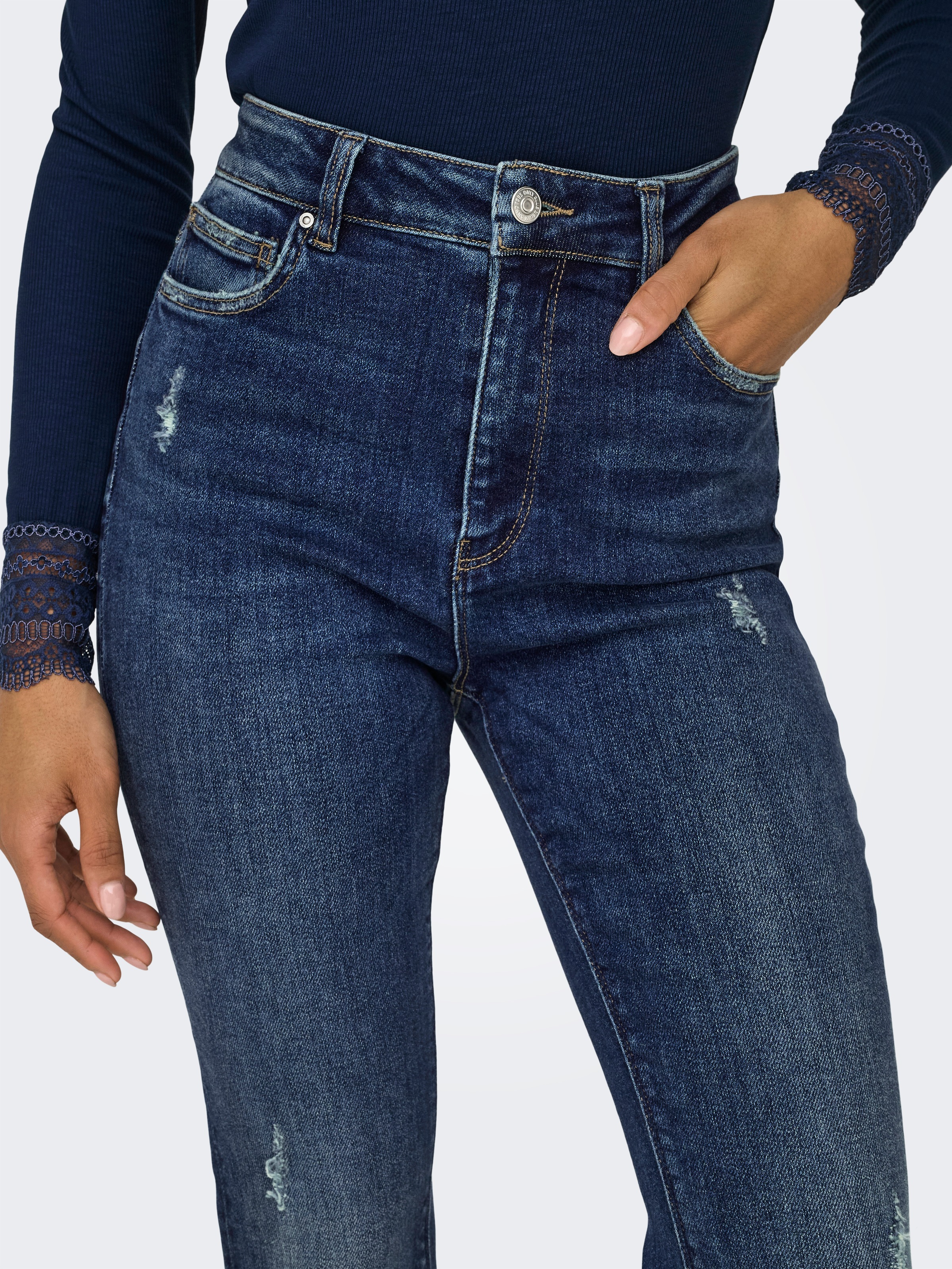 ONLY Bootcut-Jeans "ONLMILA HW FLARED DNM BJ374", mit Destroyed Effekt günstig online kaufen