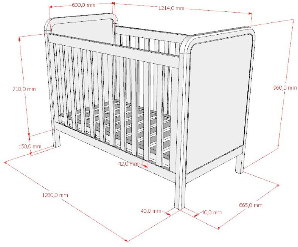 Vipack Babybett »Woods in klassiver Optik, wahlweise mit Rattan- oder Bouclé Optik« Eichenholz mit natürlichem Rattan oder Bouclé an Kopf- und Fußteil